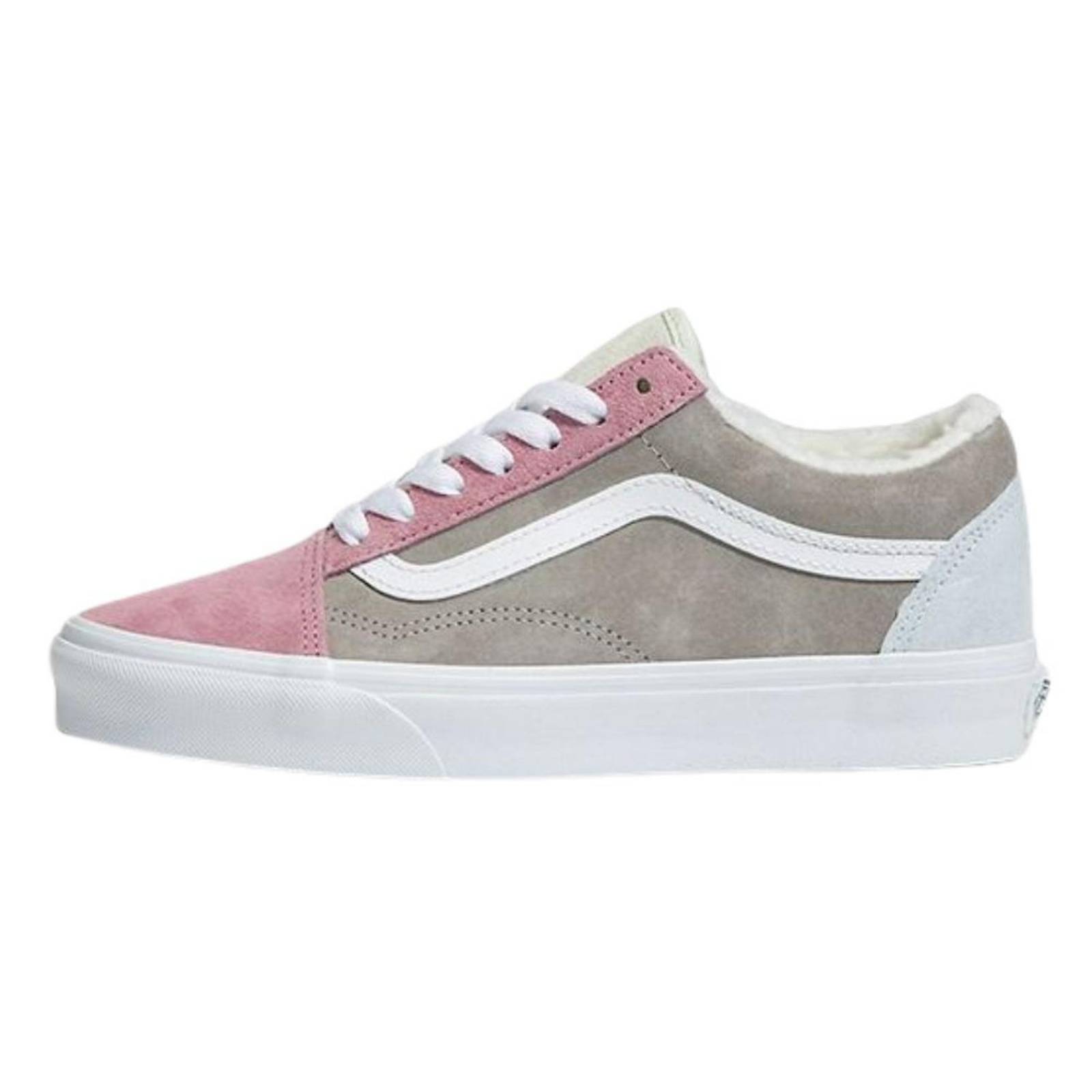 Tenis Vans Old Skool Suede Sherpa pink Mujer Moda Casual 