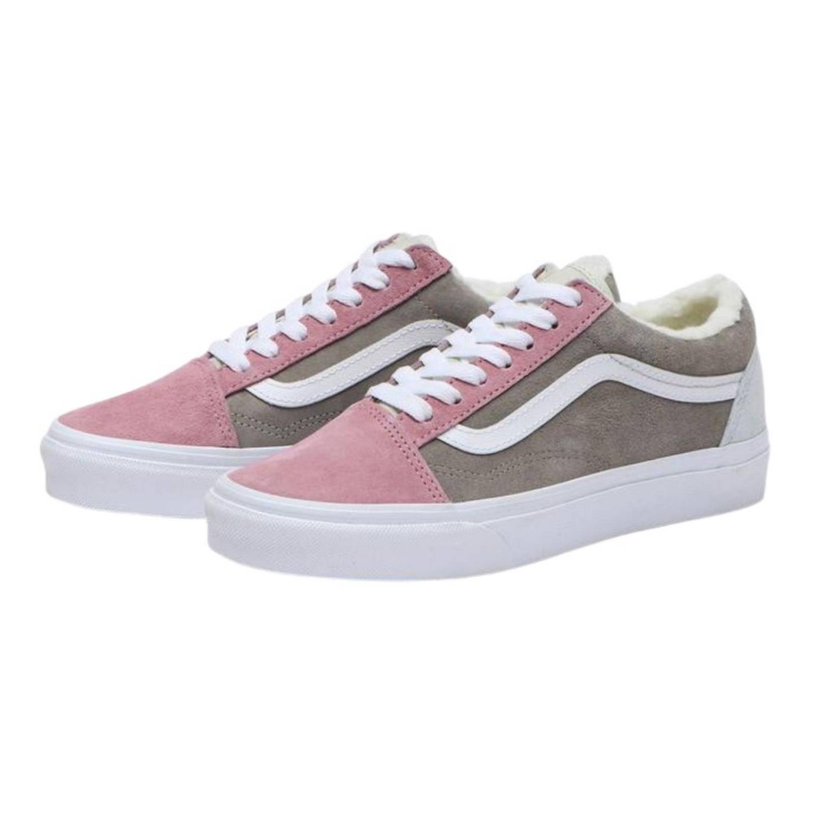 Tenis Vans Old Skool Suede Sherpa pink Mujer Moda Casual 