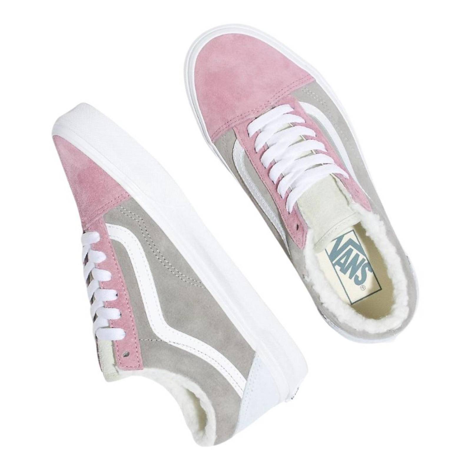 Tenis Vans Old Skool Suede Sherpa pink Mujer Moda Casual 