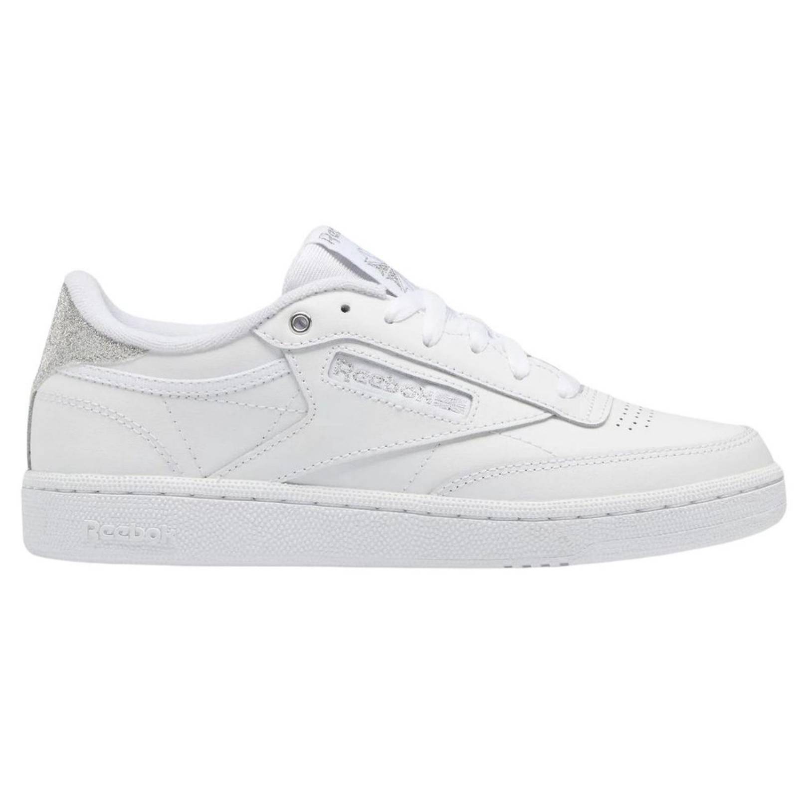 Tenis Reebok Club C 85 White Silver Metallic Mujer 