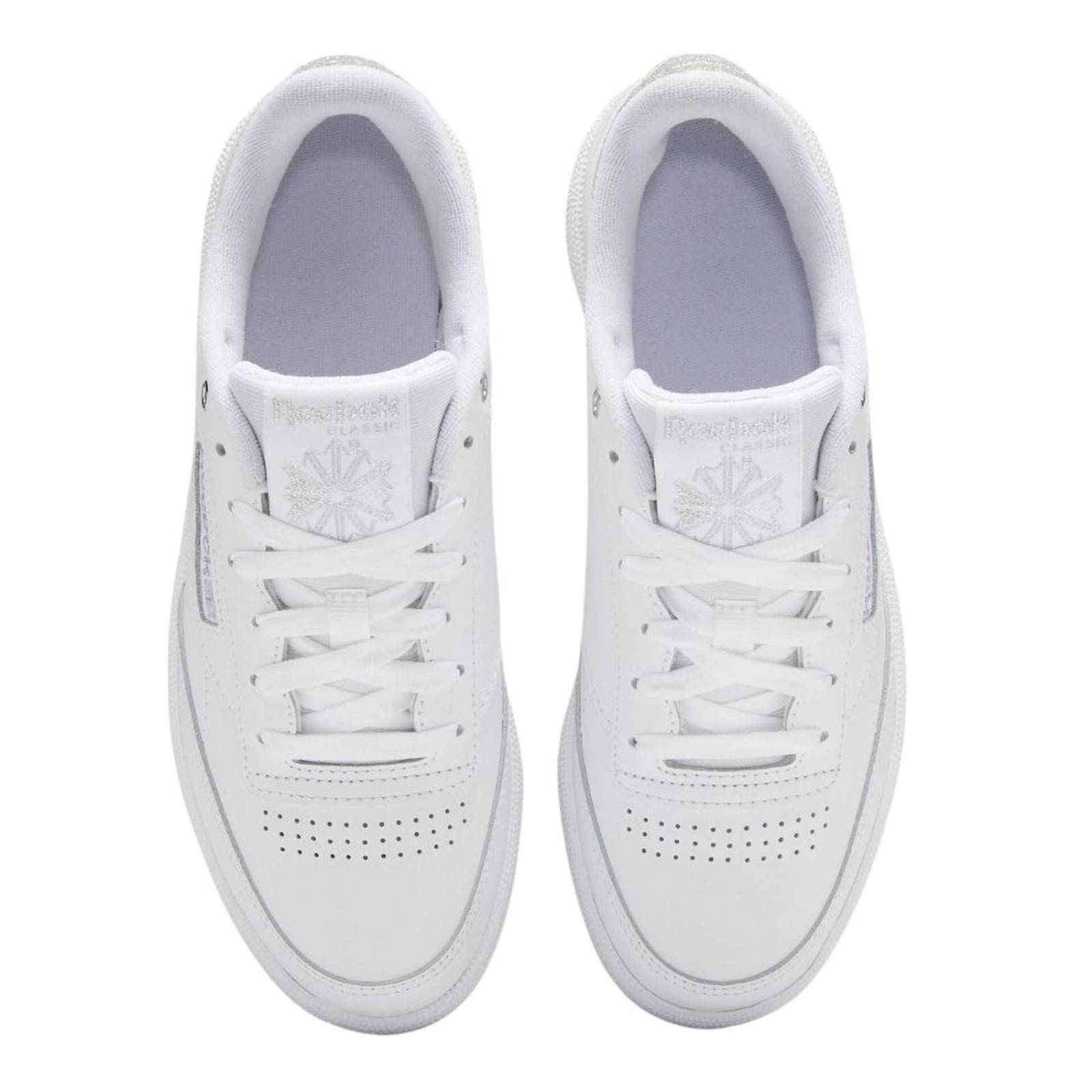 Tenis Reebok Club C 85 White Silver Metallic Mujer 