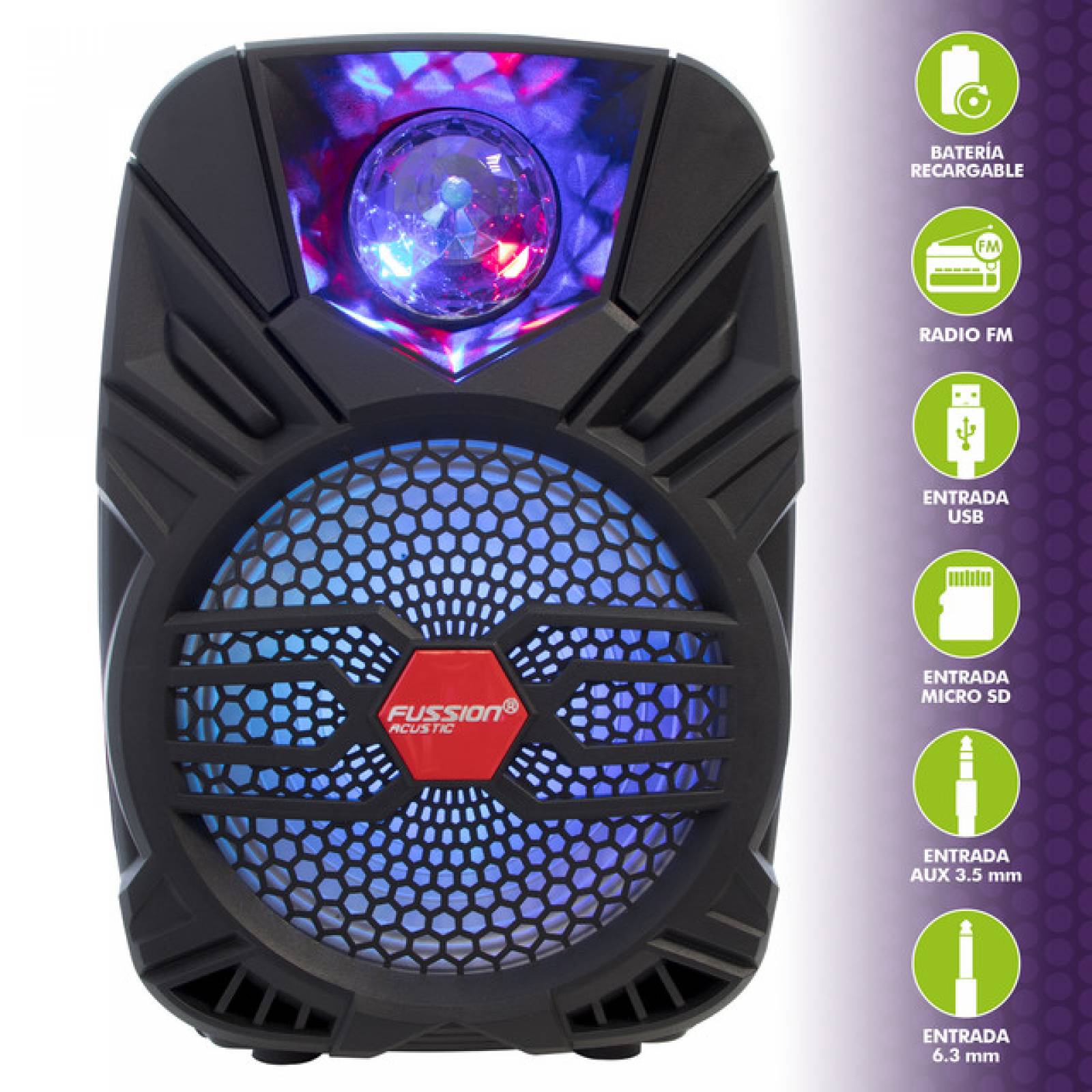 Bafle Recargable 8" Fussion Pbs-8012 Potencia 10000 W