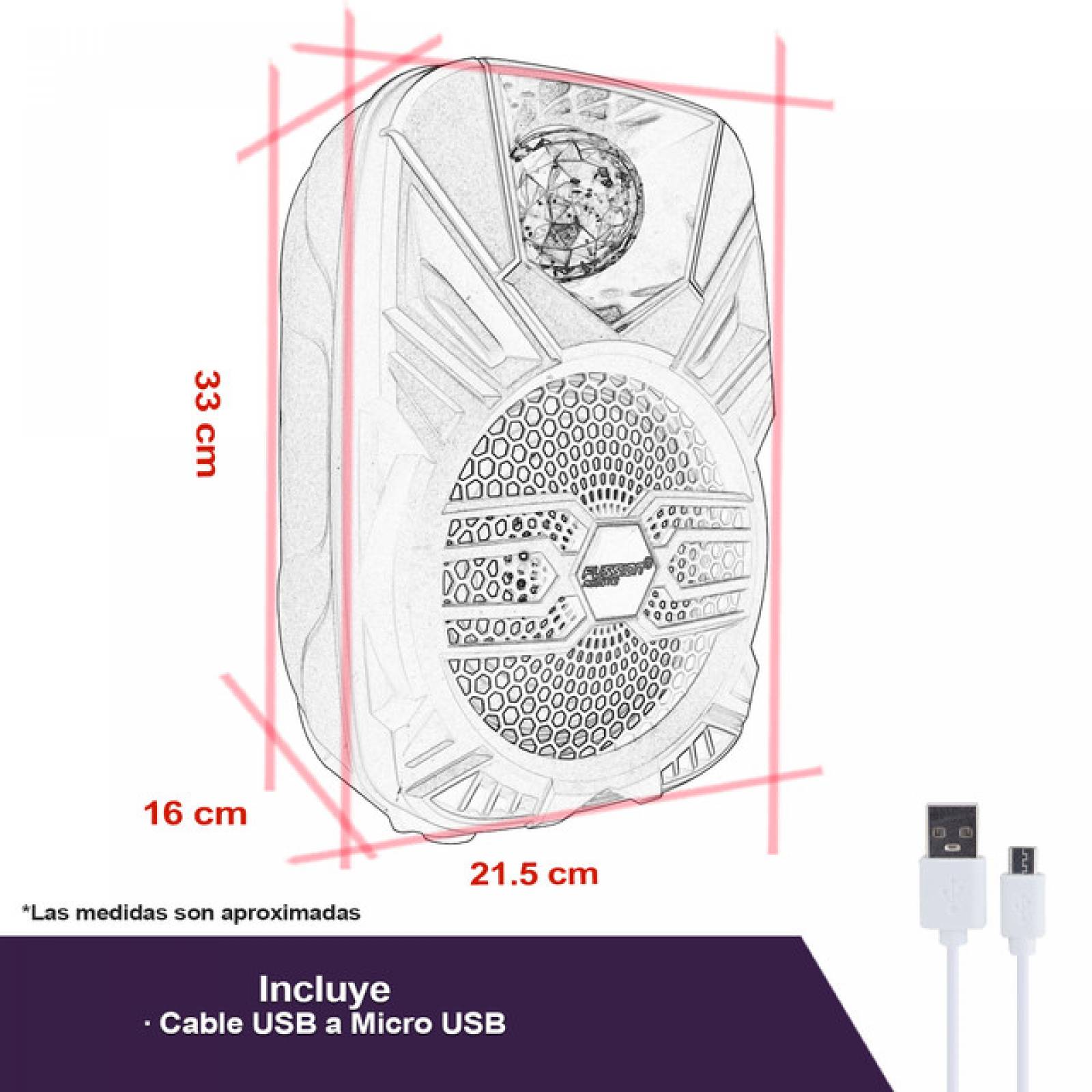 Bafle Recargable 8" Fussion Pbs-8012 Potencia 10000 W