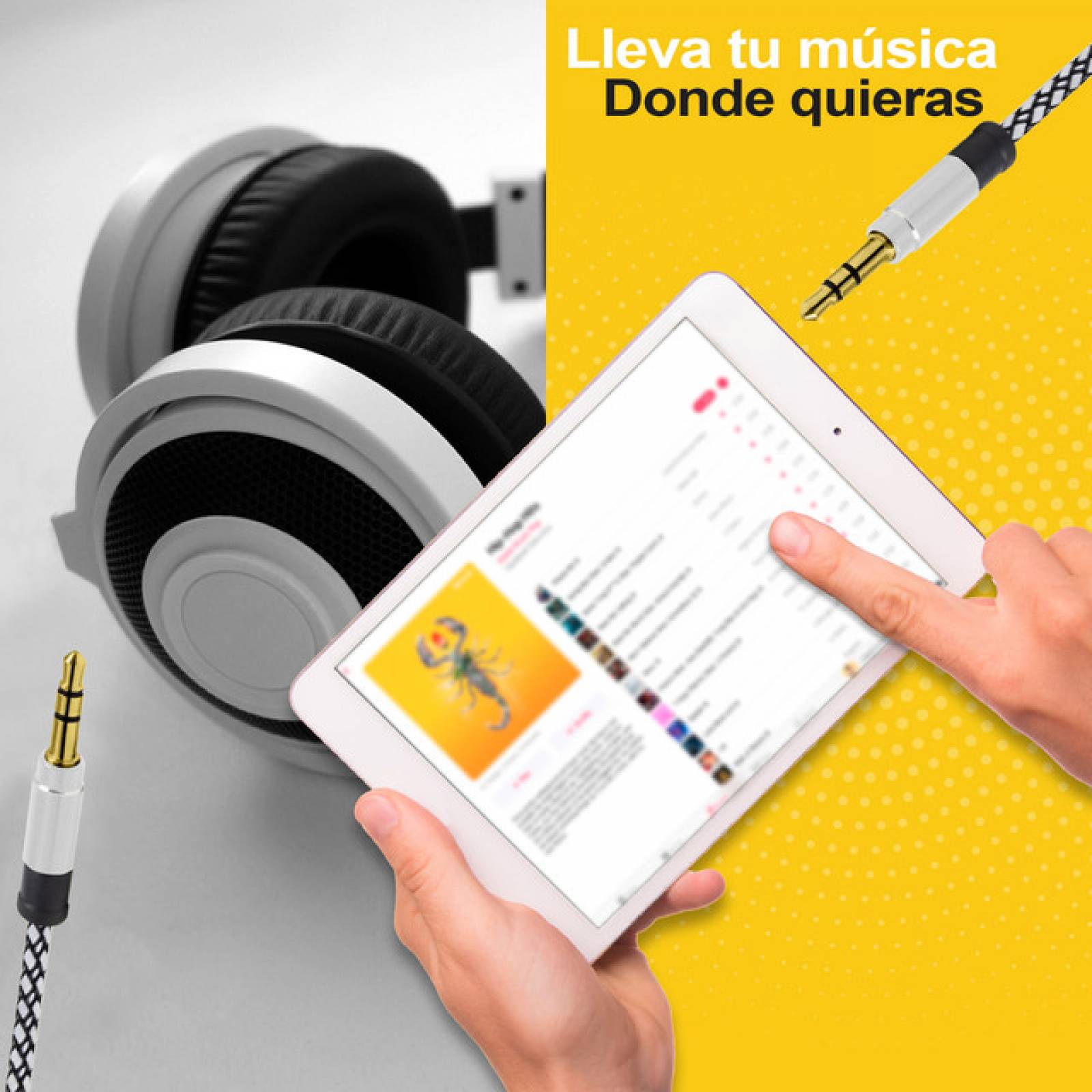 Cable Auxiliar Recubrimiento Textil Fussion Ac-1209Wh De 3.5Mm 2 metro