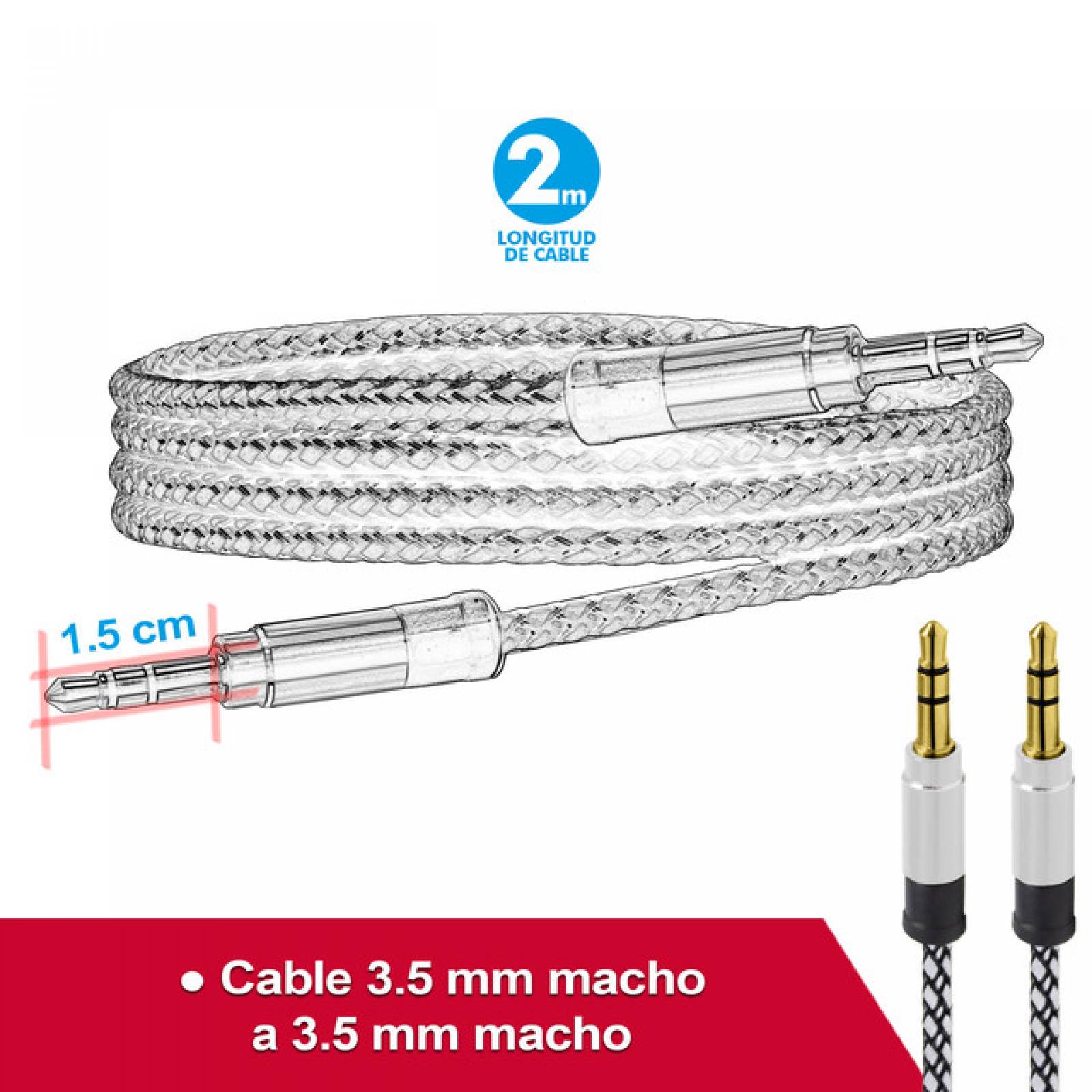 Cable Auxiliar Recubrimiento Textil Fussion Ac-1209Wh De 3.5Mm 2 metro