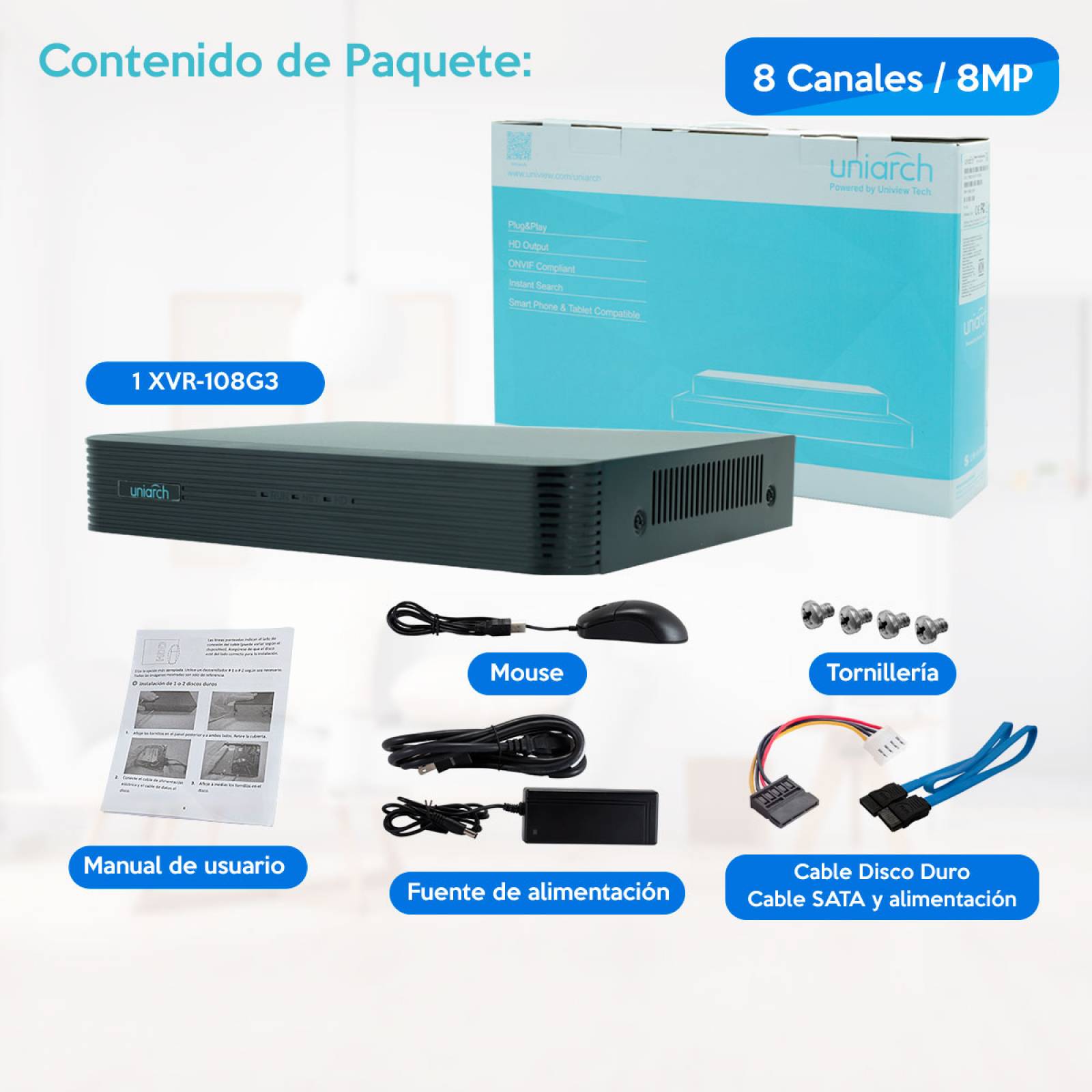 Dvr Pentahibrido 8ch 5MP Bnc+4ch Ip XVR-108G3 Uniarch