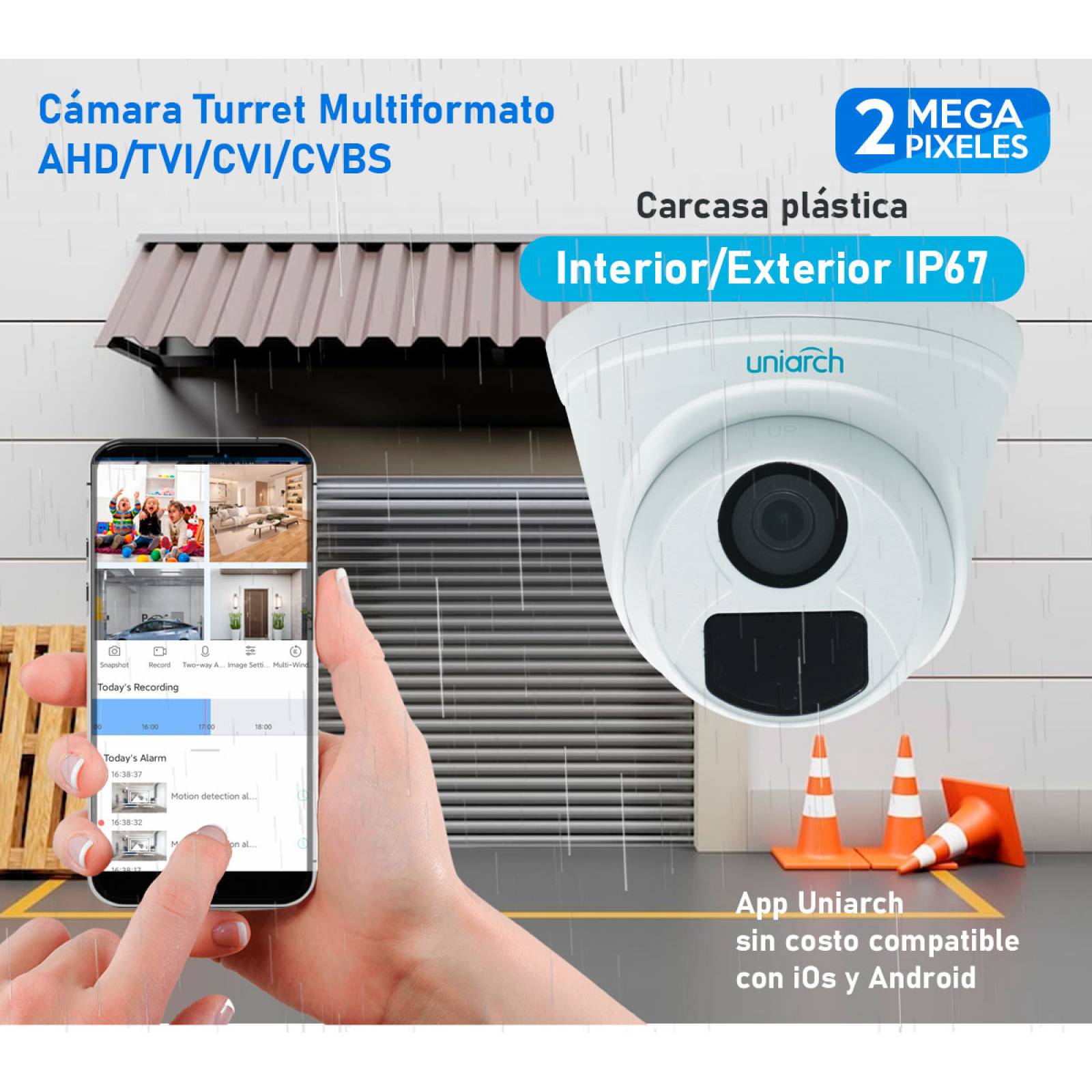 Cámara Hd De 2mp Exterior plástica IP67 UAC-T112-F28 Uniarch