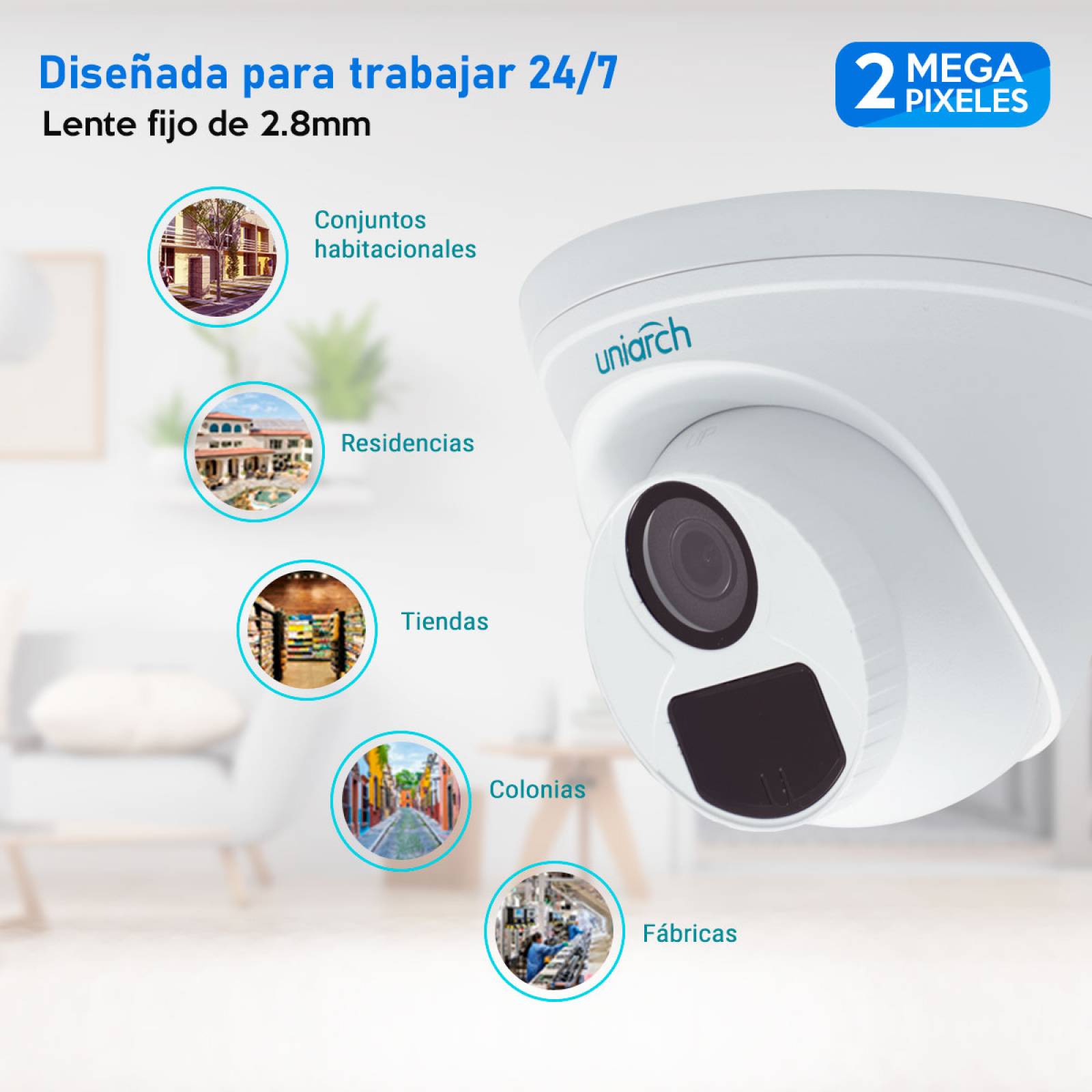 Cámara Hd De 2mp Exterior plástica IP67 UAC-T112-F28 Uniarch