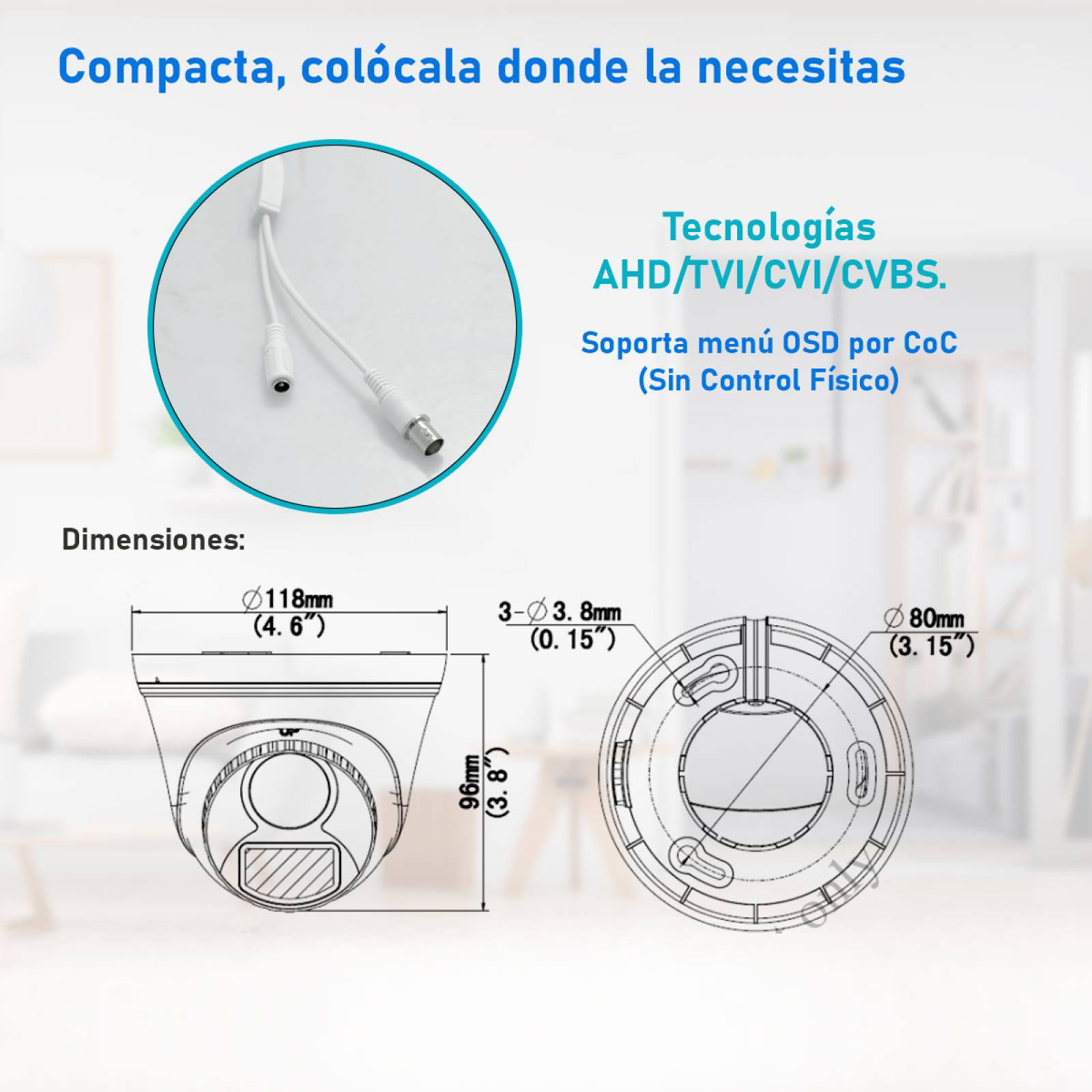Cámara Hd De 2mp Exterior plástica IP67 UAC-T112-F28 Uniarch