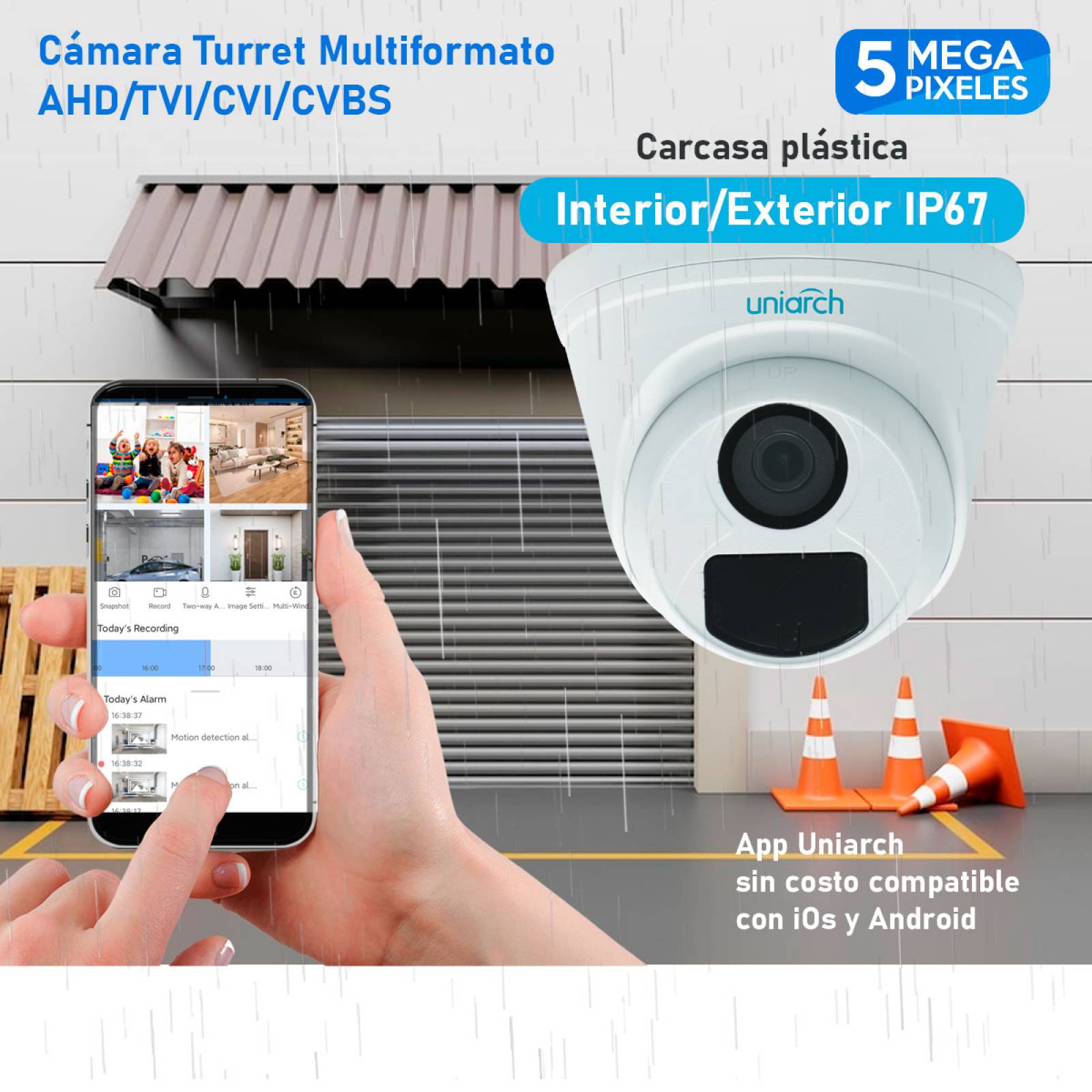 Cámara Hd De 5mp Exterior Plástica Ip67 UAC-T115-F28 Uniarch
