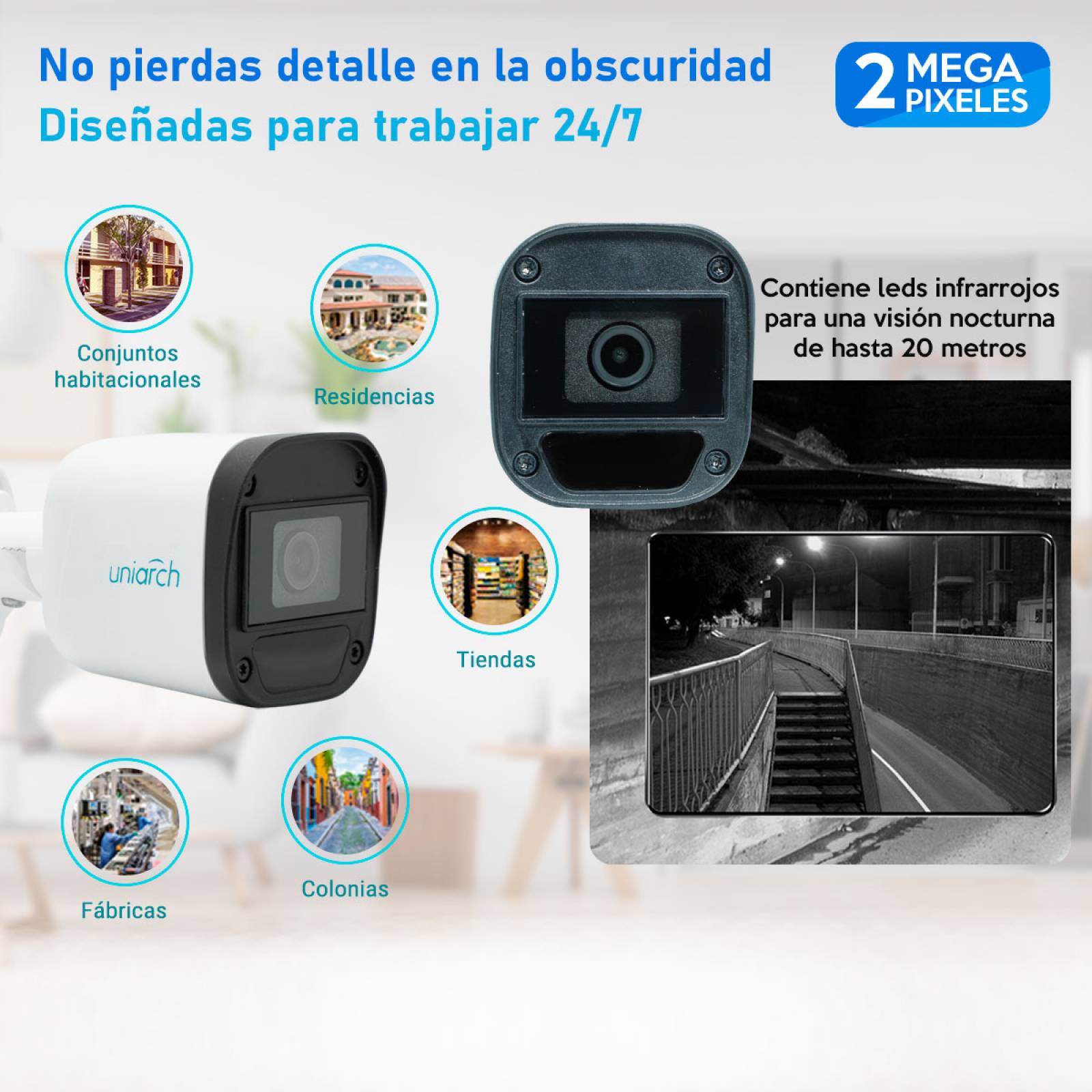 Cámara Hd 2mp Interior/Exterior IP67 UAC-B112-F28 Uniarch