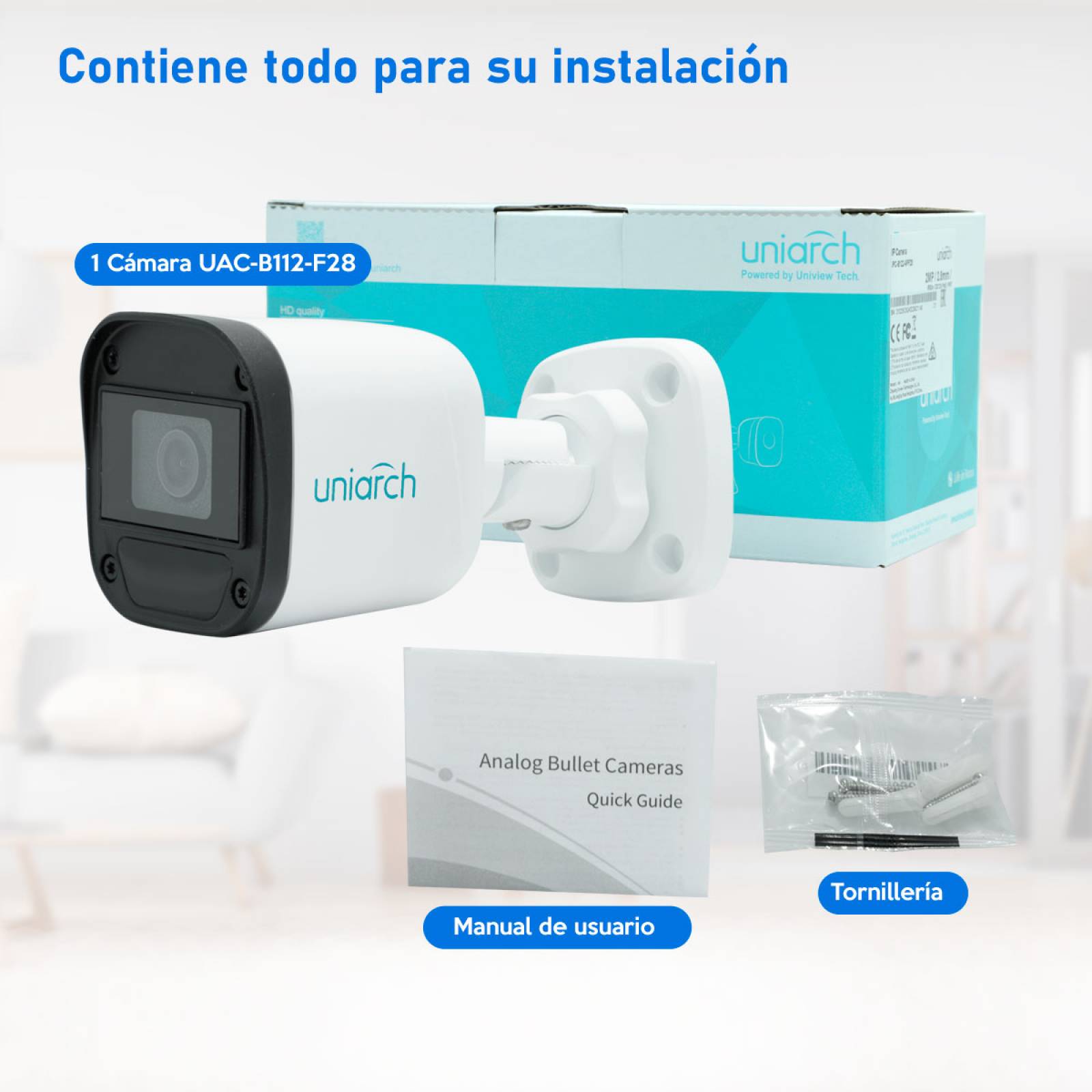 Cámara Hd 2mp Interior/Exterior IP67 UAC-B112-F28 Uniarch