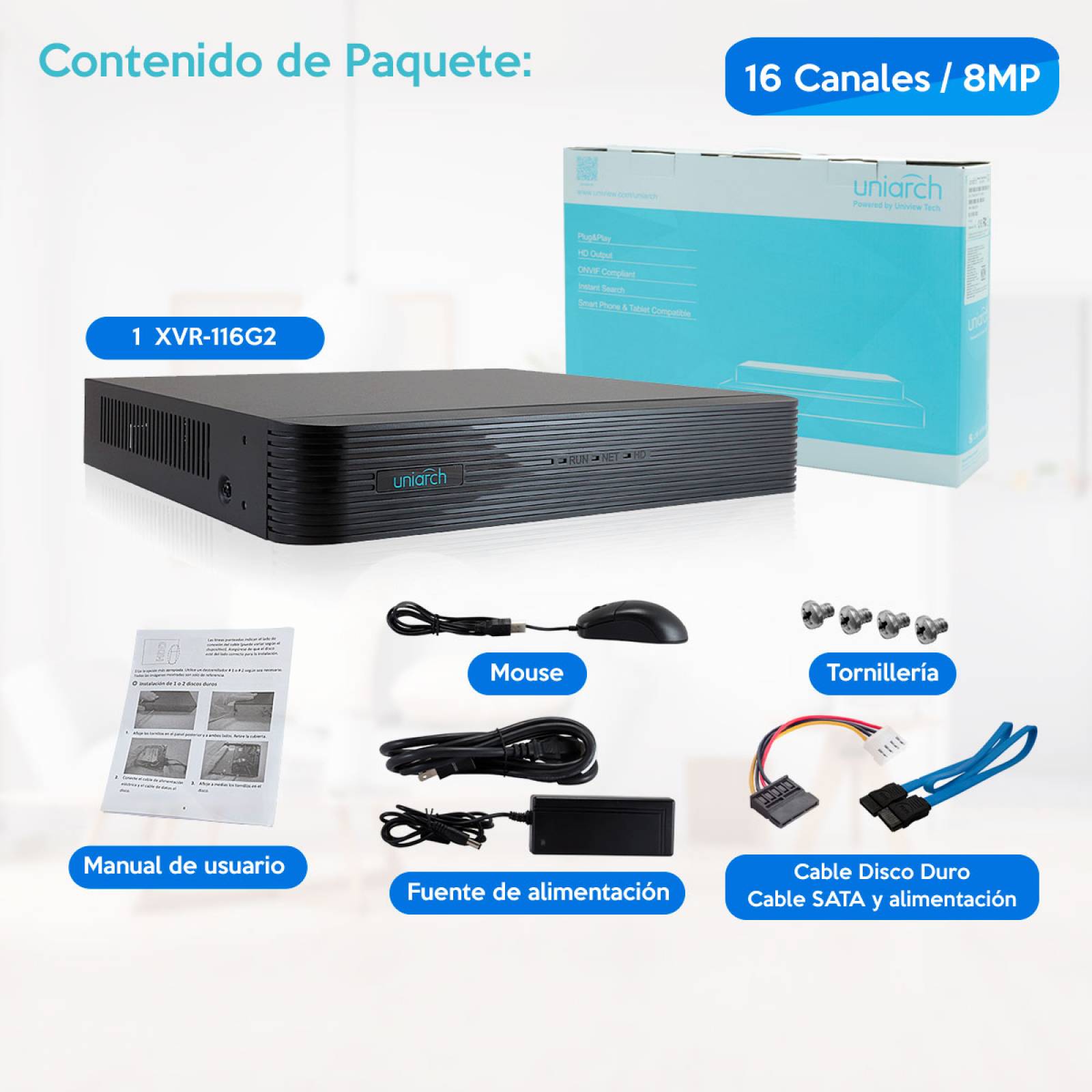 Dvr 5mp 16 Ch (ahd/tvi/cvi/analogo/ip) Xvr-116g2 Uniarch