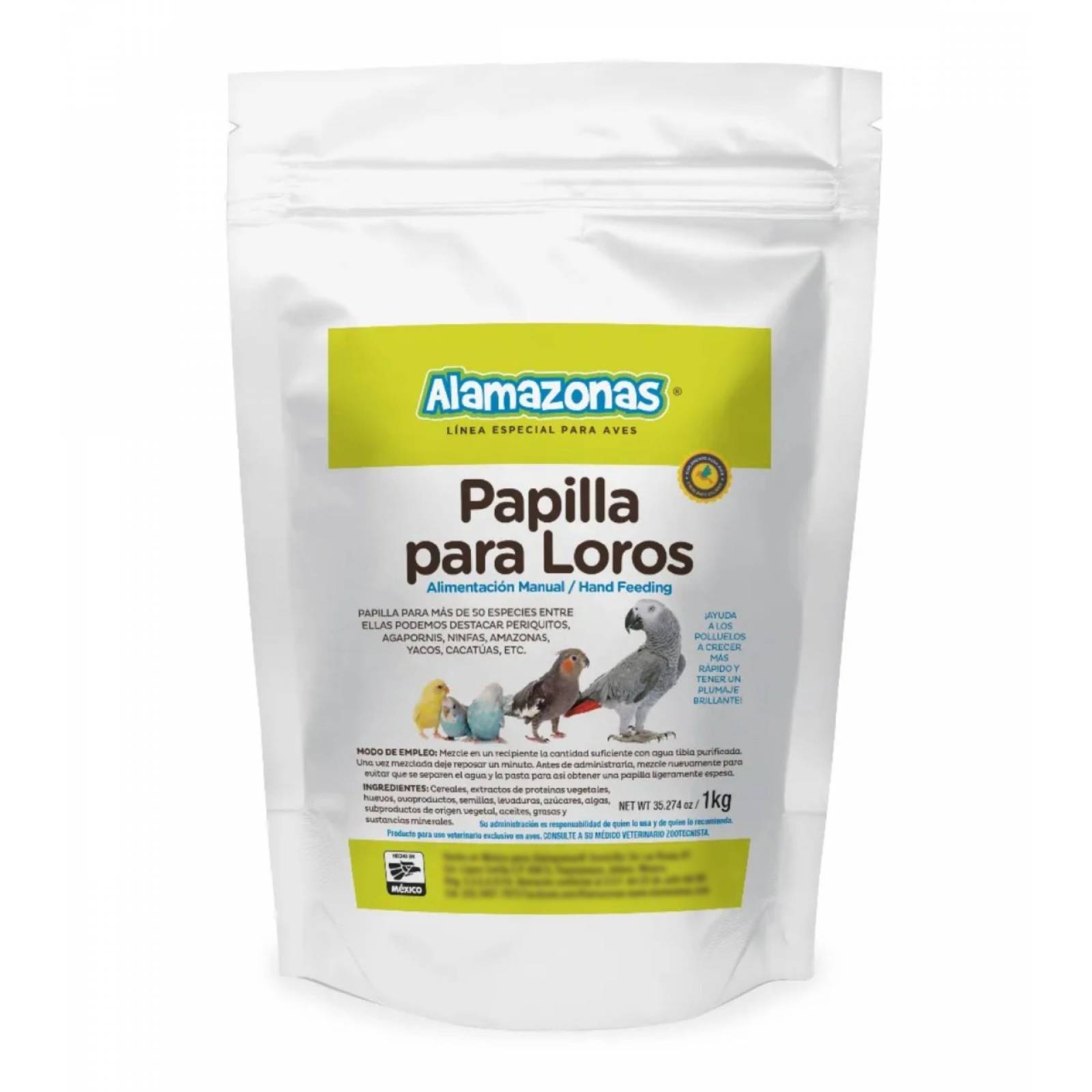 Papilla Para Loros Alamazonas 1kg 100% Mexicano