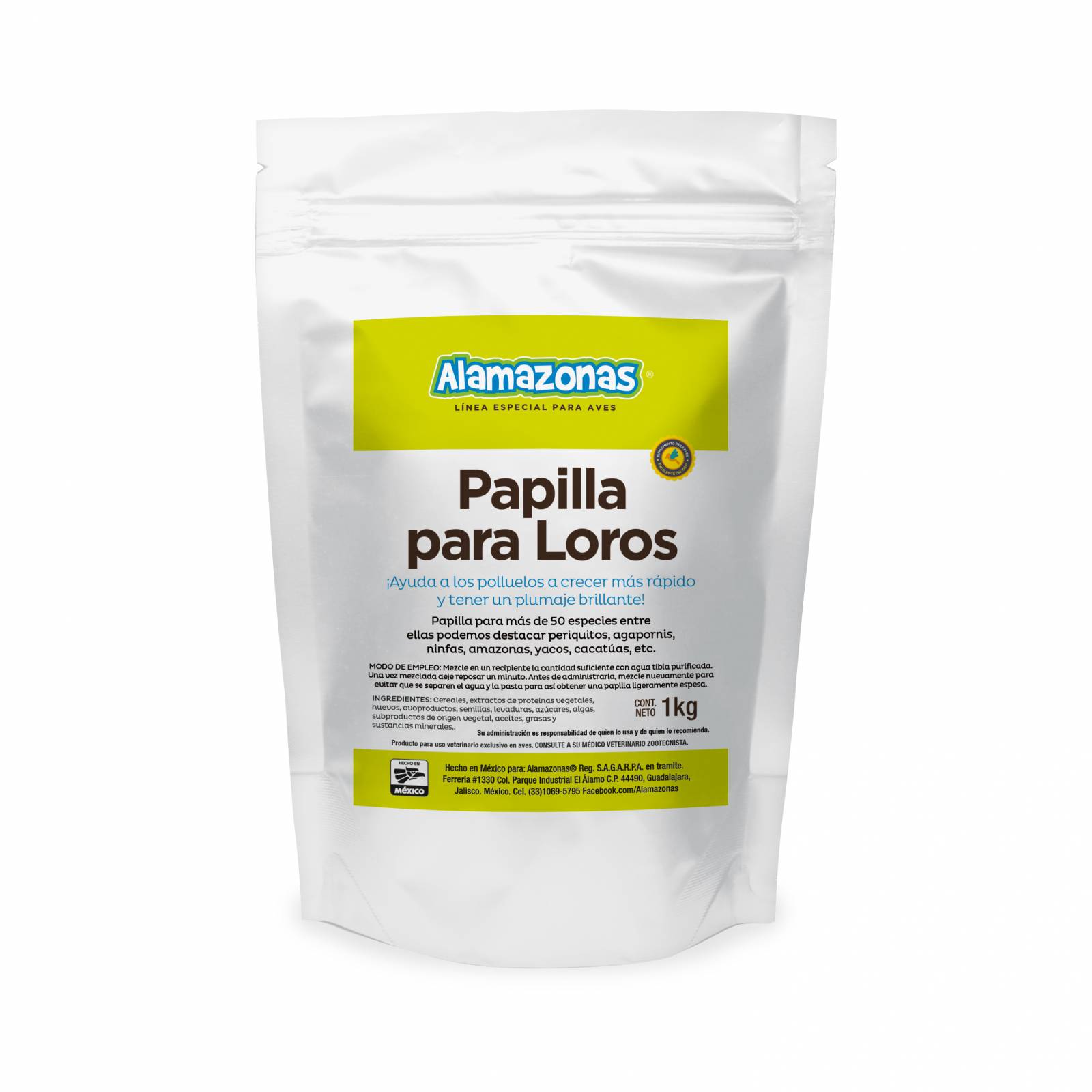 Papilla Para Loros Alamazonas 1kg 100% Mexicano