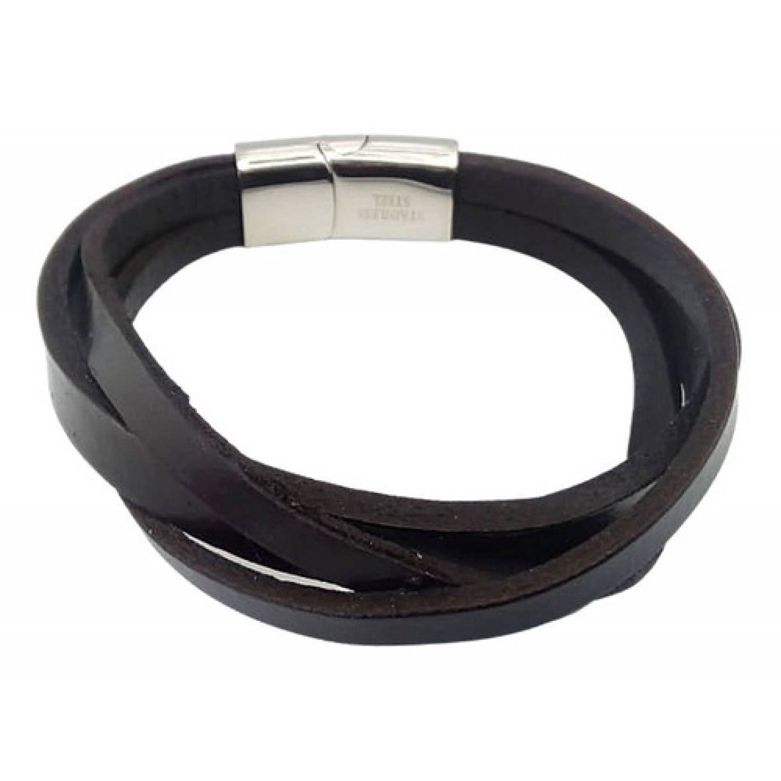 Pulsera De Cuero Brazalete De Moda Cuero Trenzado Café