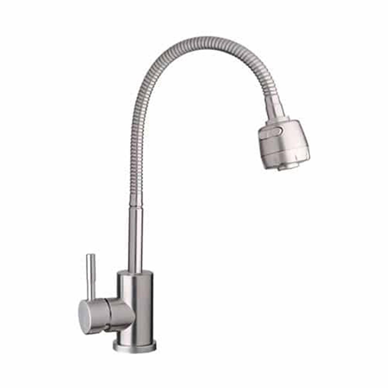 Llave Monomando Fregadero O Tarja Cocina Flexible Alfa Acero Inoxidable 304 Satinada 2 Funcioes