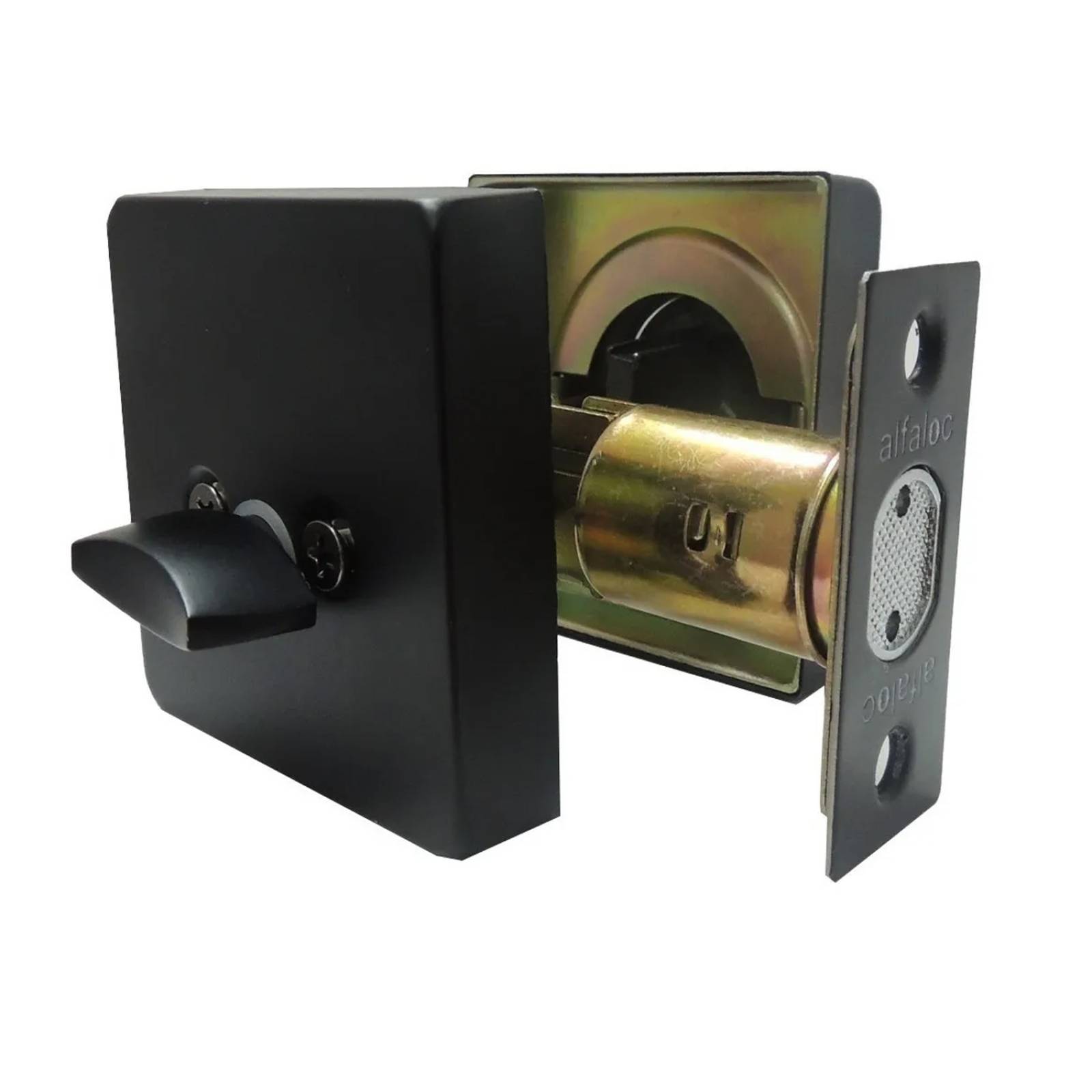 Chapa De Seguridad Cerradura Alfaloc Mariposa Negro Mate De Lujo