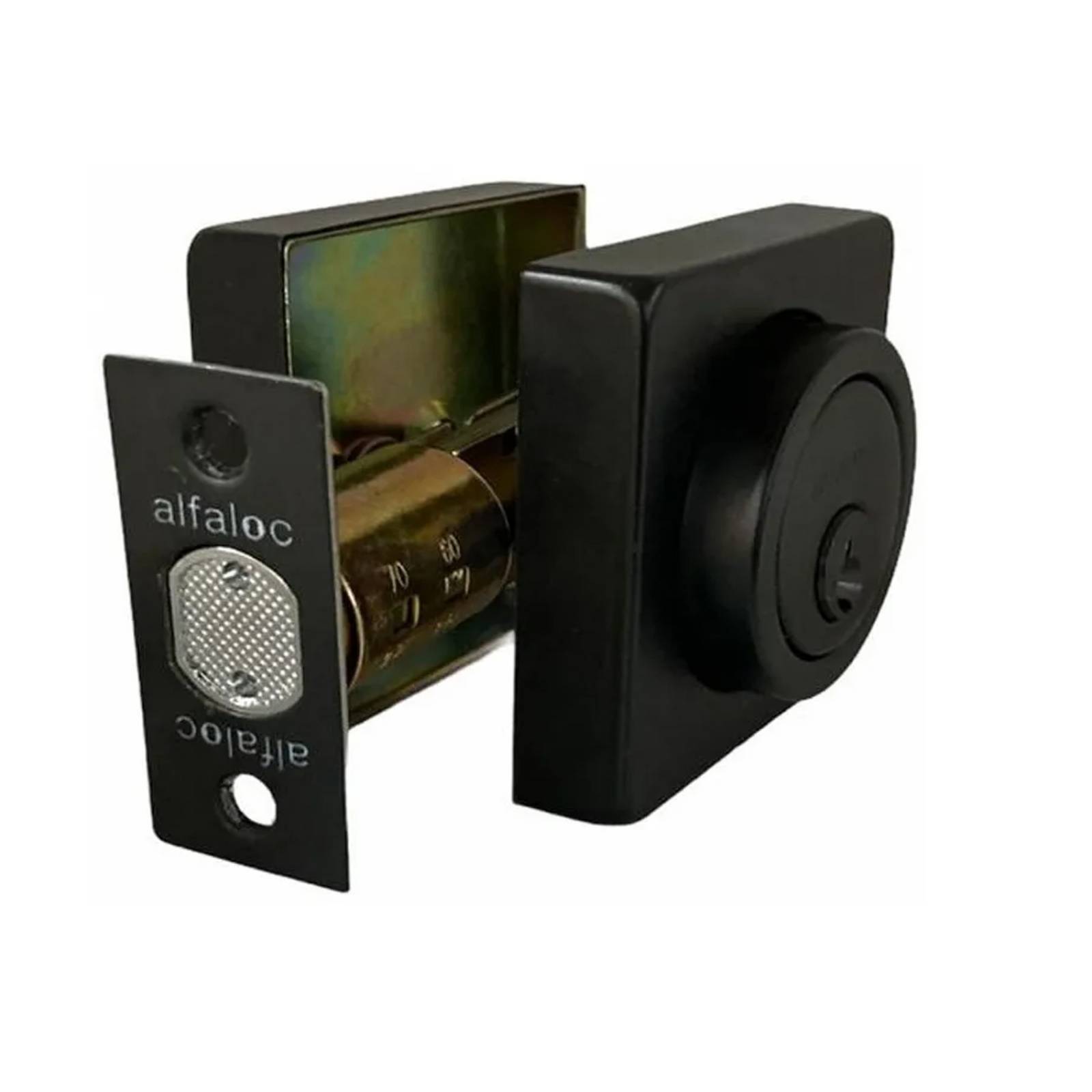 Chapa De Seguridad Cerradura Alfaloc Mariposa Negro Mate De Lujo