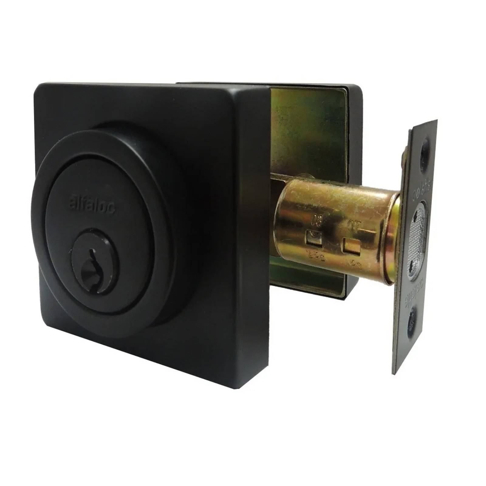 Chapa De Seguridad Cerradura Alfaloc Mariposa Negro Mate De Lujo