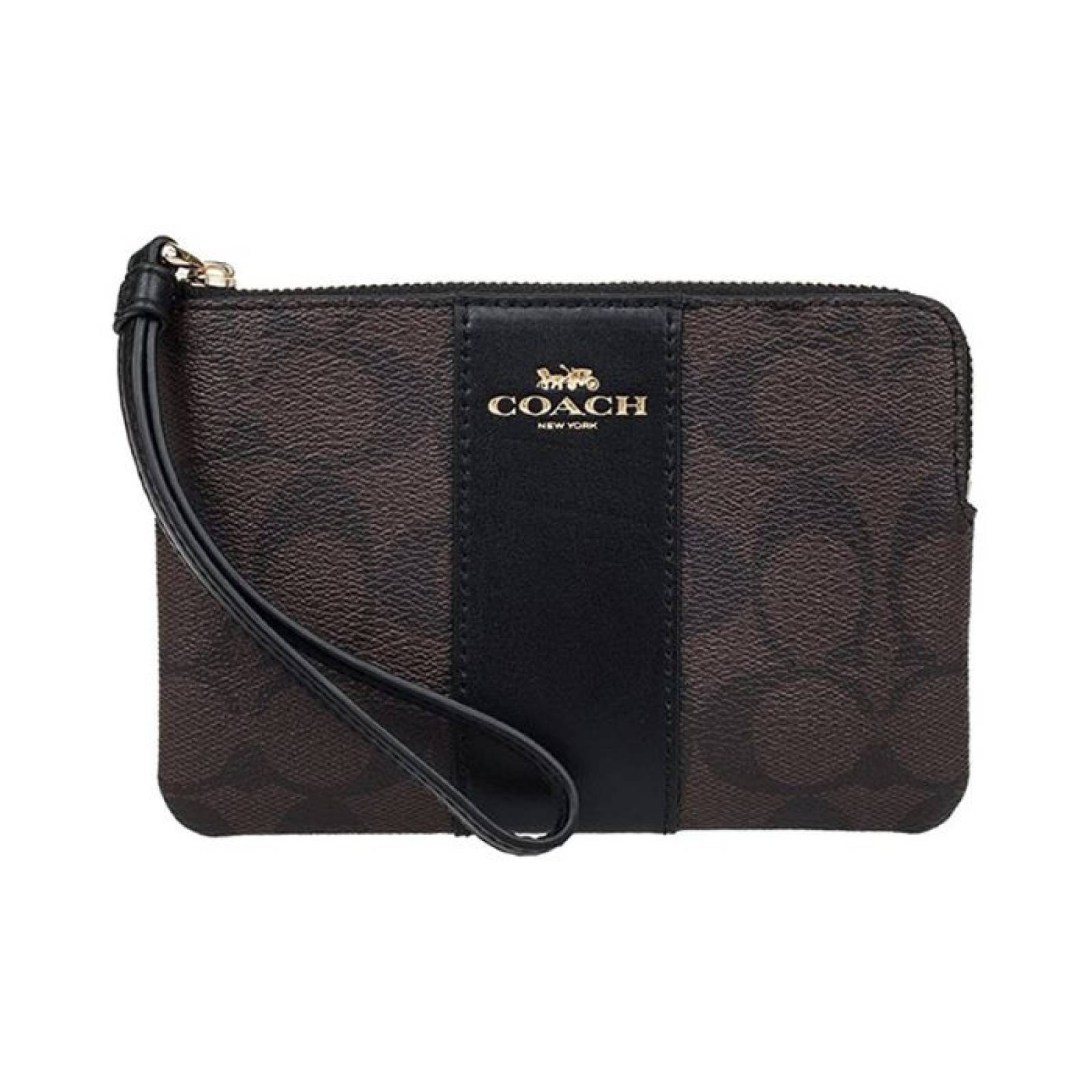 Monedero Coach Corner Zip Café