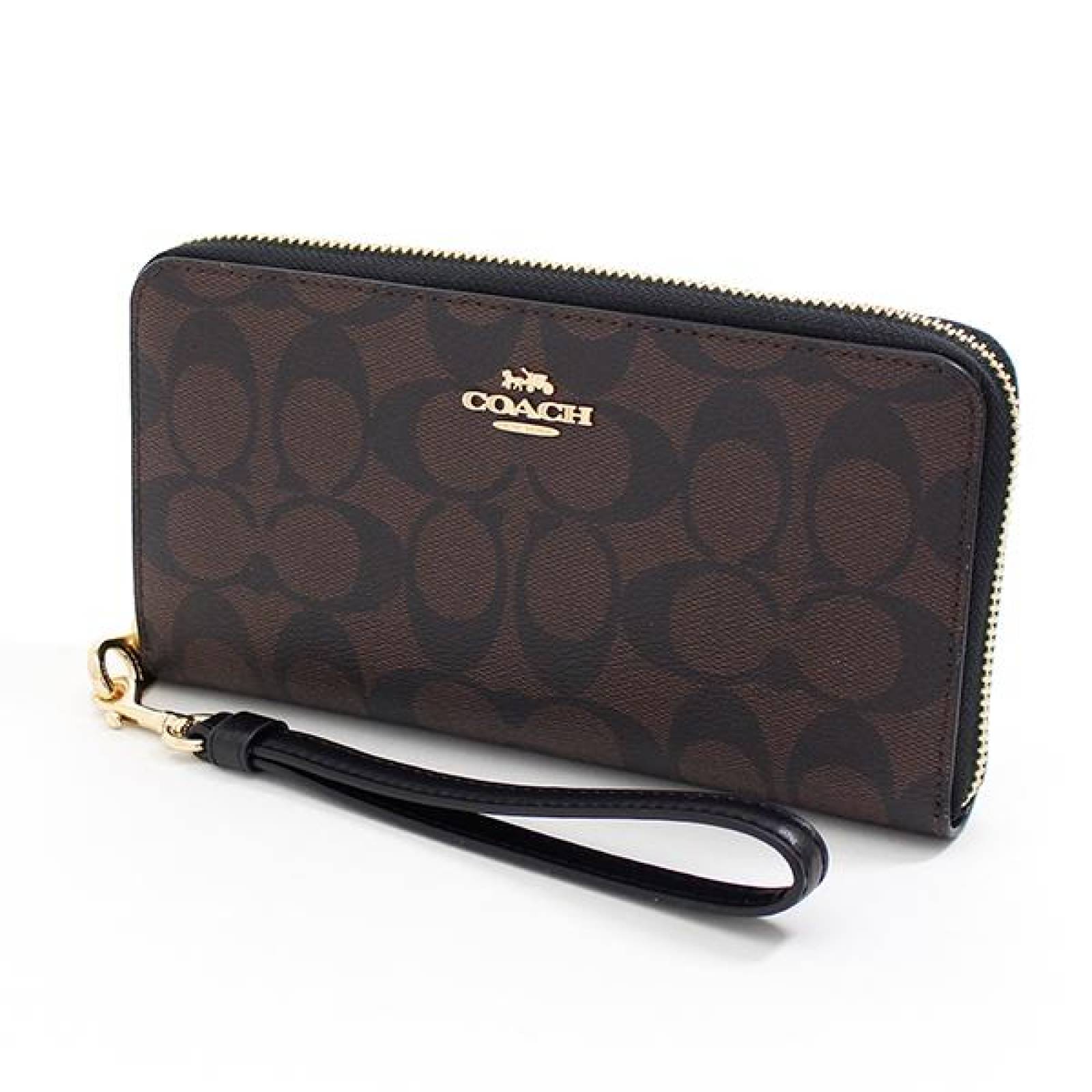 Cartera Coach con Monograma con 12 Ranuras Marrón