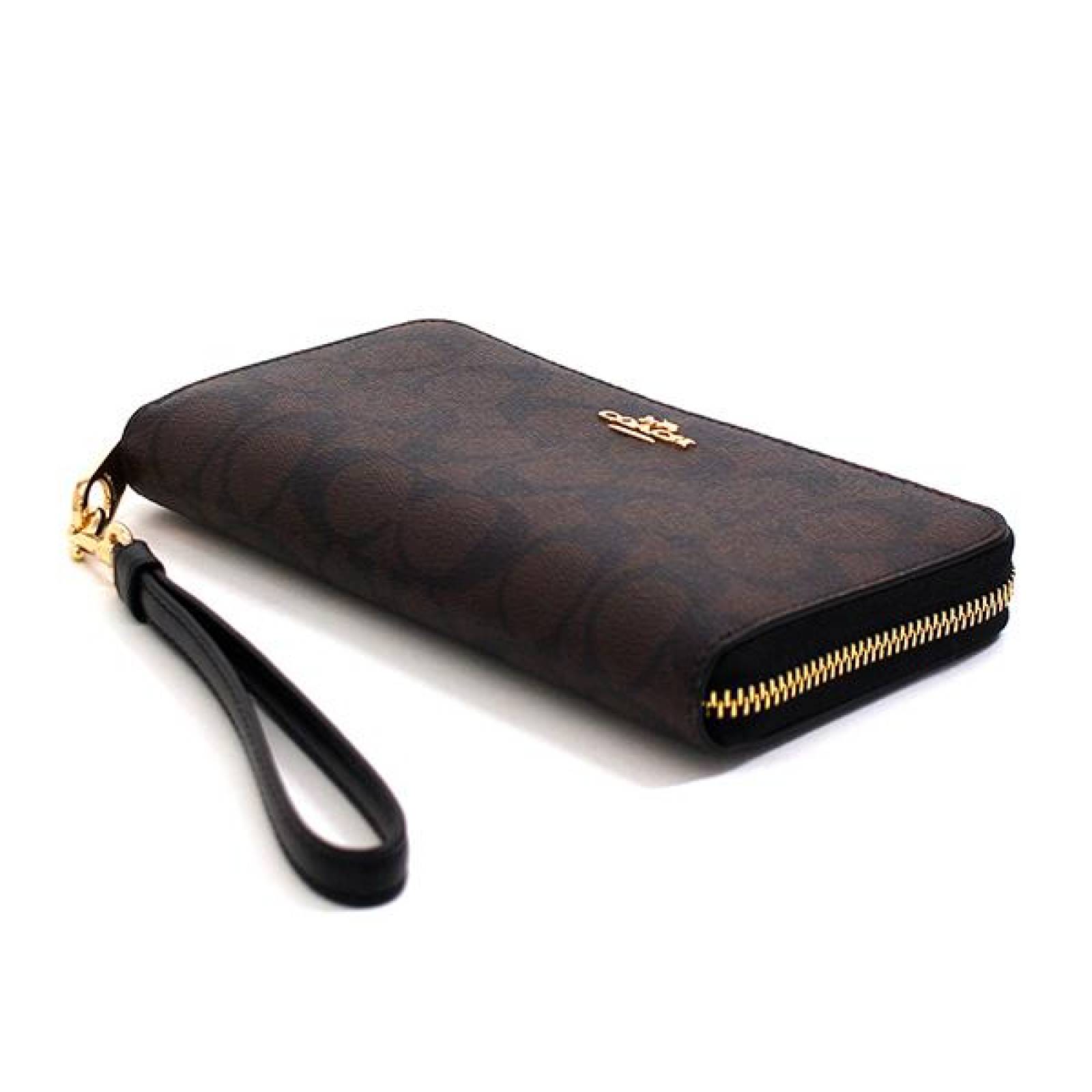 Cartera Coach con Monograma con 12 Ranuras Marrón