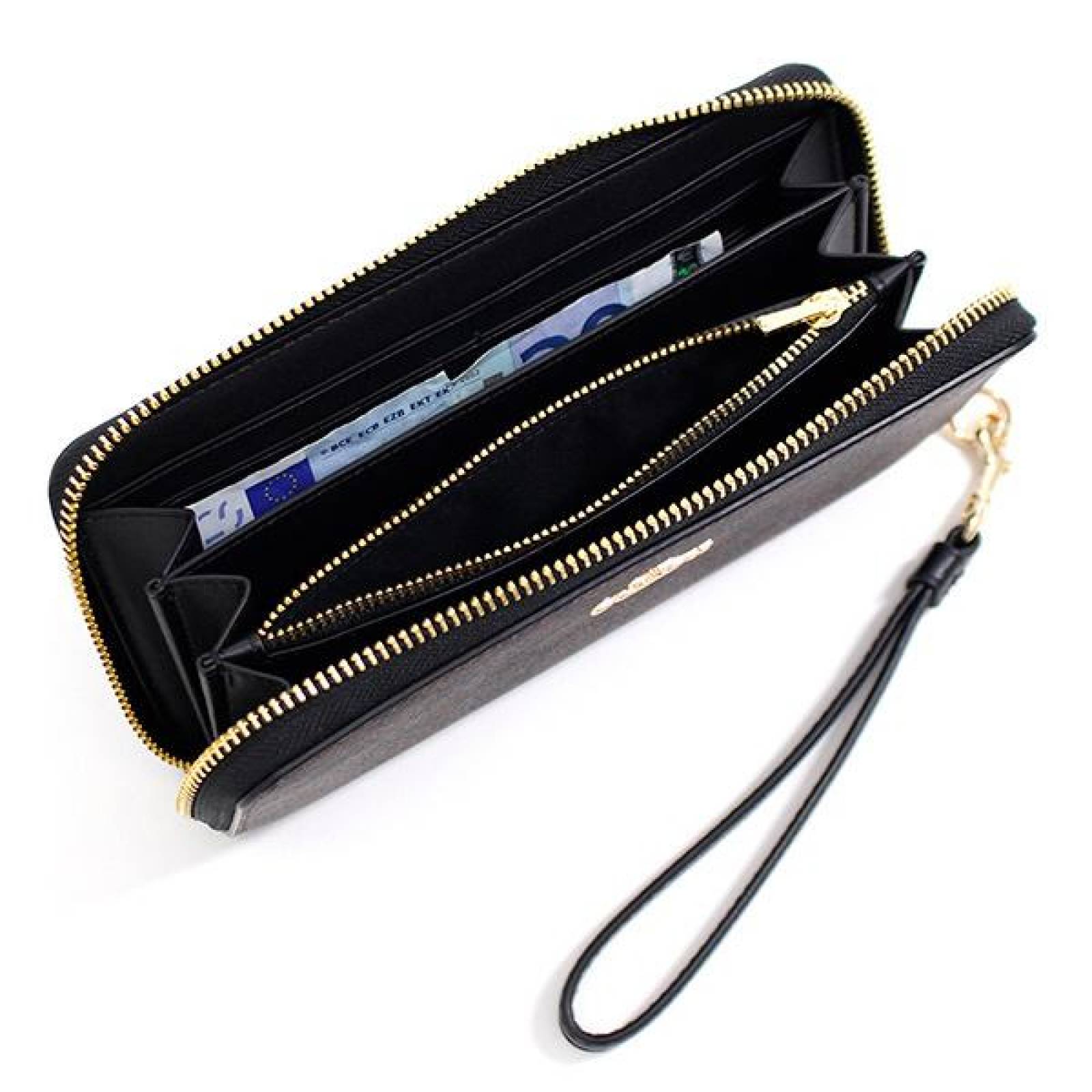 Cartera Coach con Monograma con 12 Ranuras Marrón