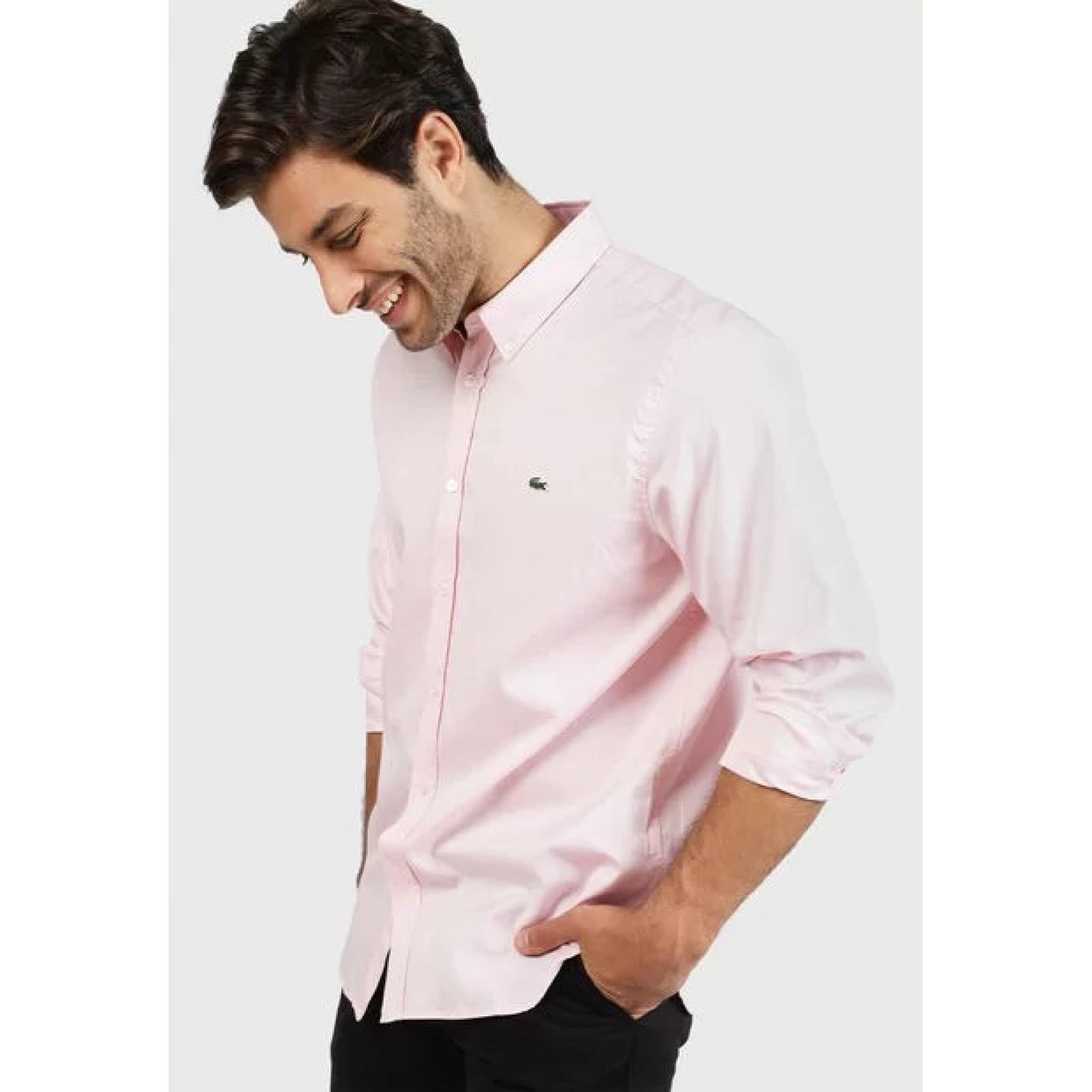 Lacoste Camisa Rosa Manga Larga Regular Fit T44