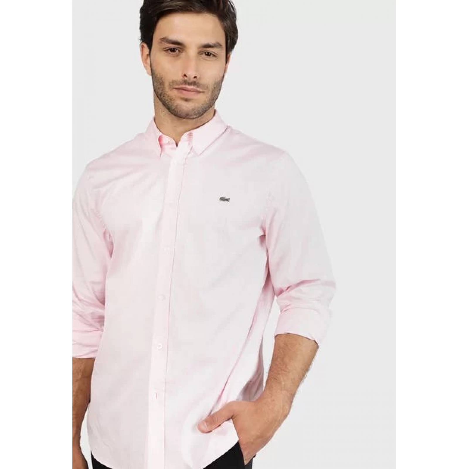 Lacoste Camisa Rosa Manga Larga Regular Fit T44
