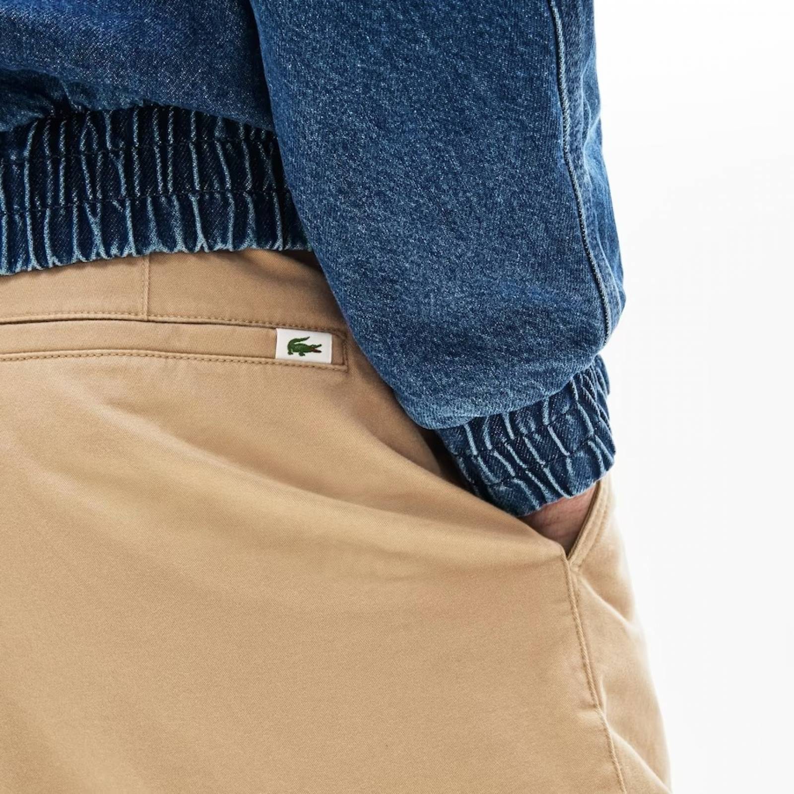 Bermuda Lacoste Regular Fit De Gabardina De Algodón Beige T44