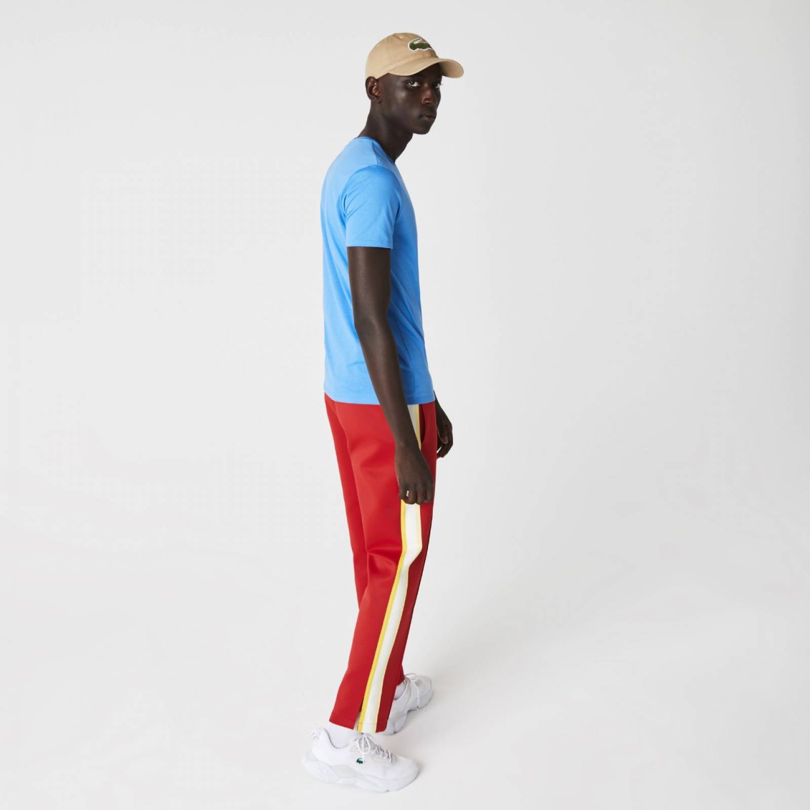 Playera de cuello en V en Suéter de algodón Pima Azul TS