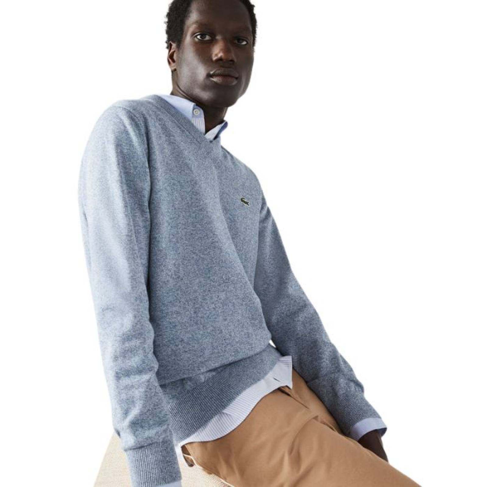 Jersey Lacoste de hombre en algodón ecológico con cuello V