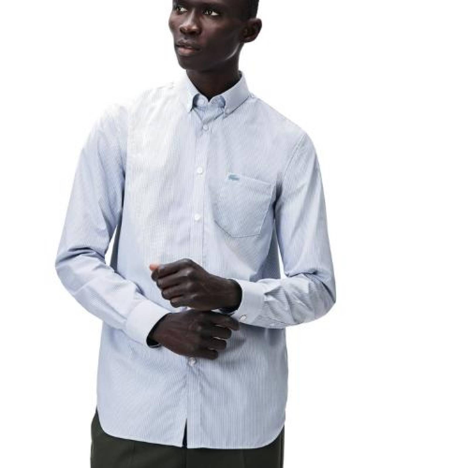 Lacoste Camisa de manga larga para hombre Regular Fit