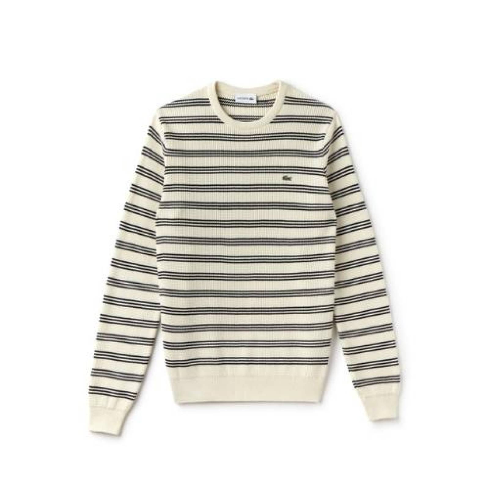 Suéter a rayas de punto Lacoste cuello redondo