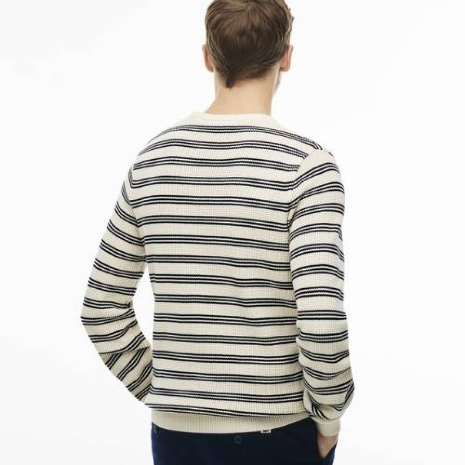 Suéter a rayas de punto Lacoste cuello redondo