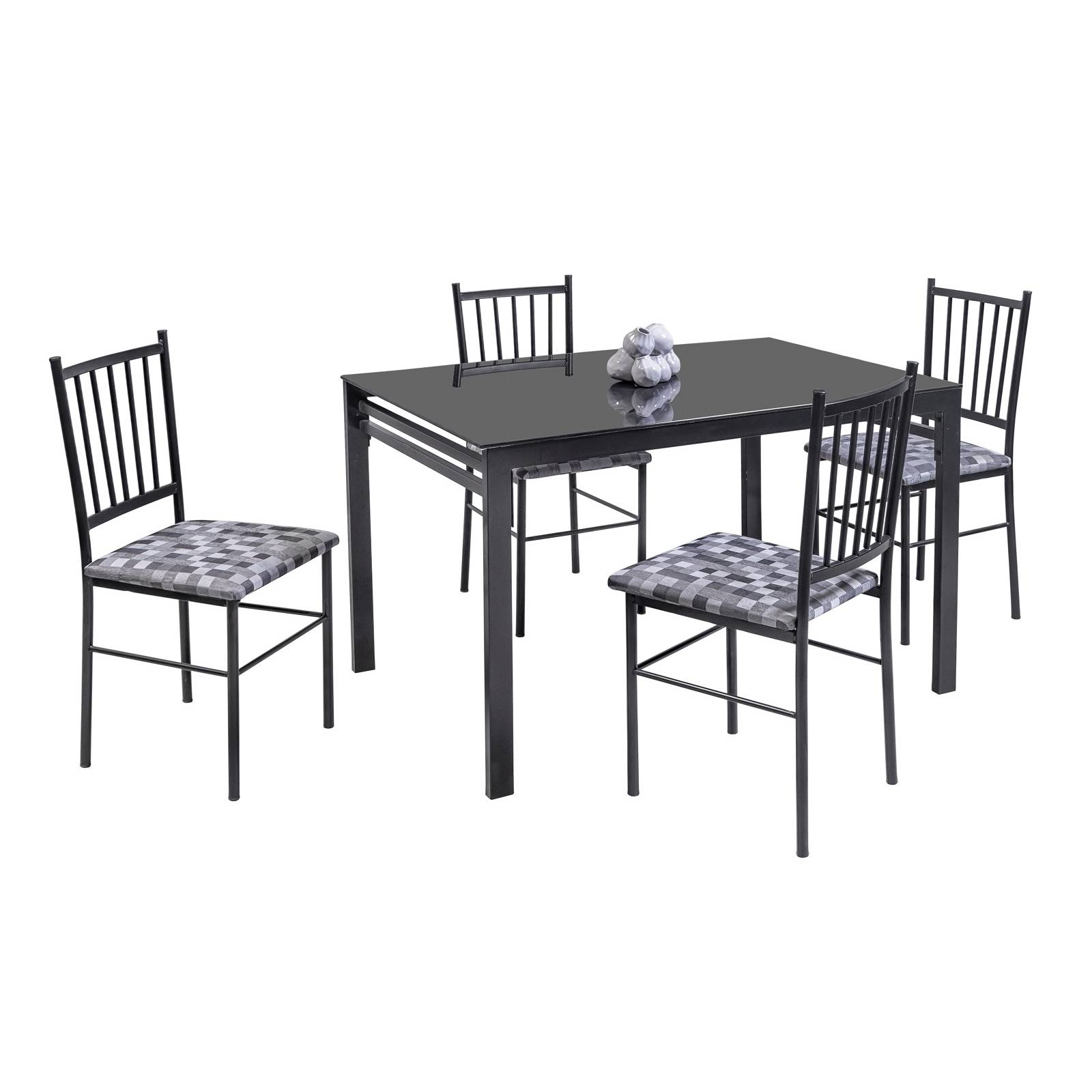 Comedor Medellin 4 Sillas Tubular y Cubierta de Cristal