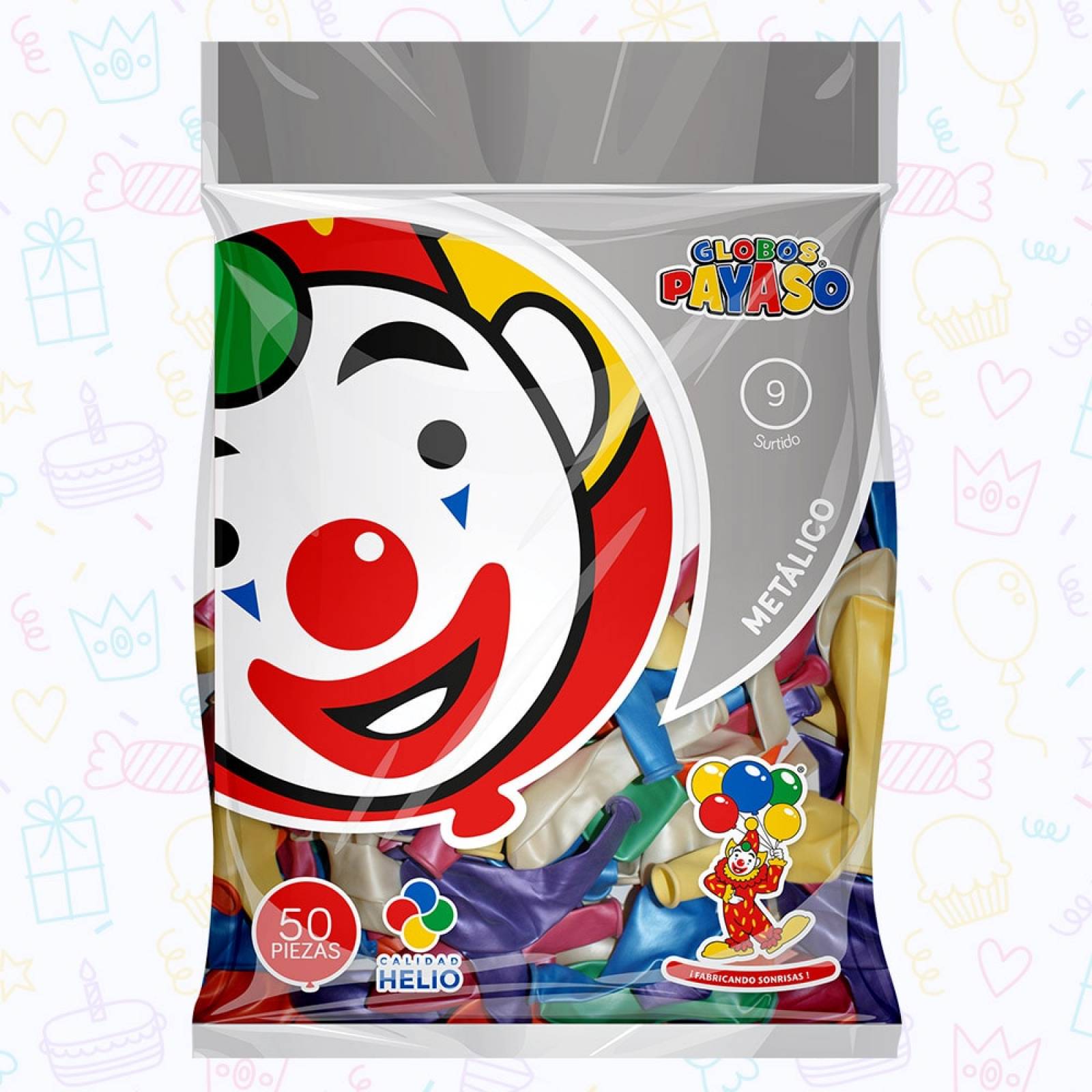 Globo Metálico Surtido del Numero 9 para Decoración (50 pz)