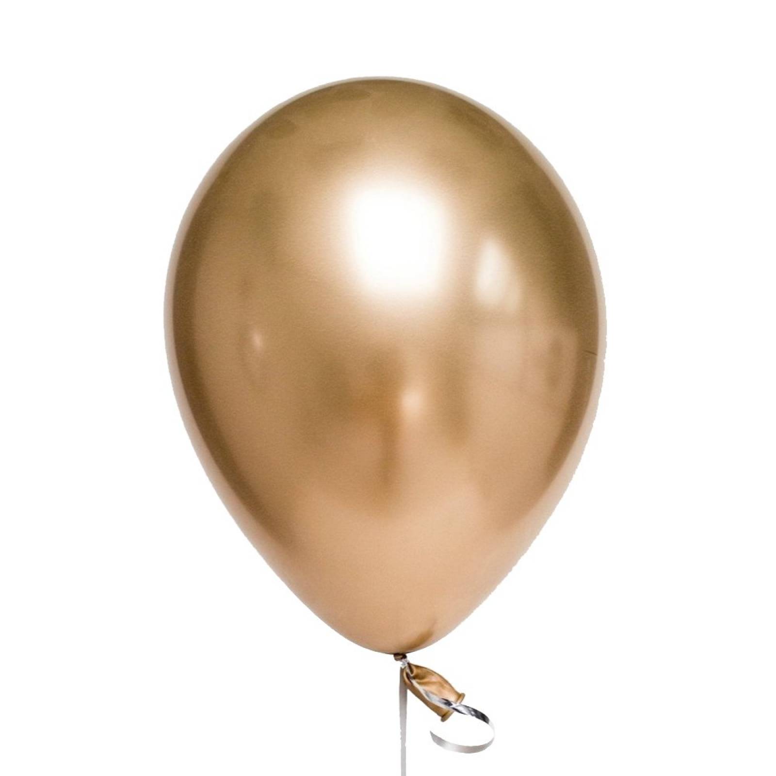 Globo Chrome Dorado Latex, Numero 12 Para Decoración (25 pz)
