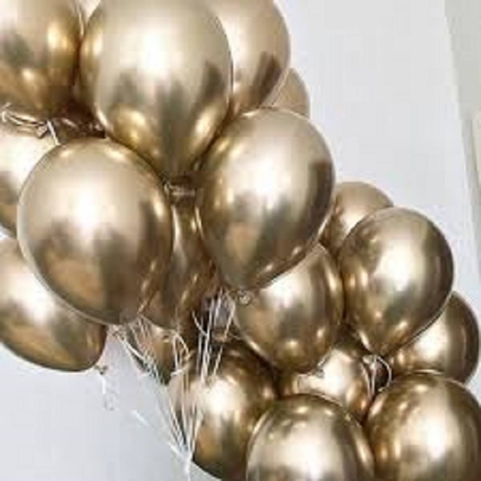 Globo Chrome Dorado Latex, Numero 12 Para Decoración (25 pz)