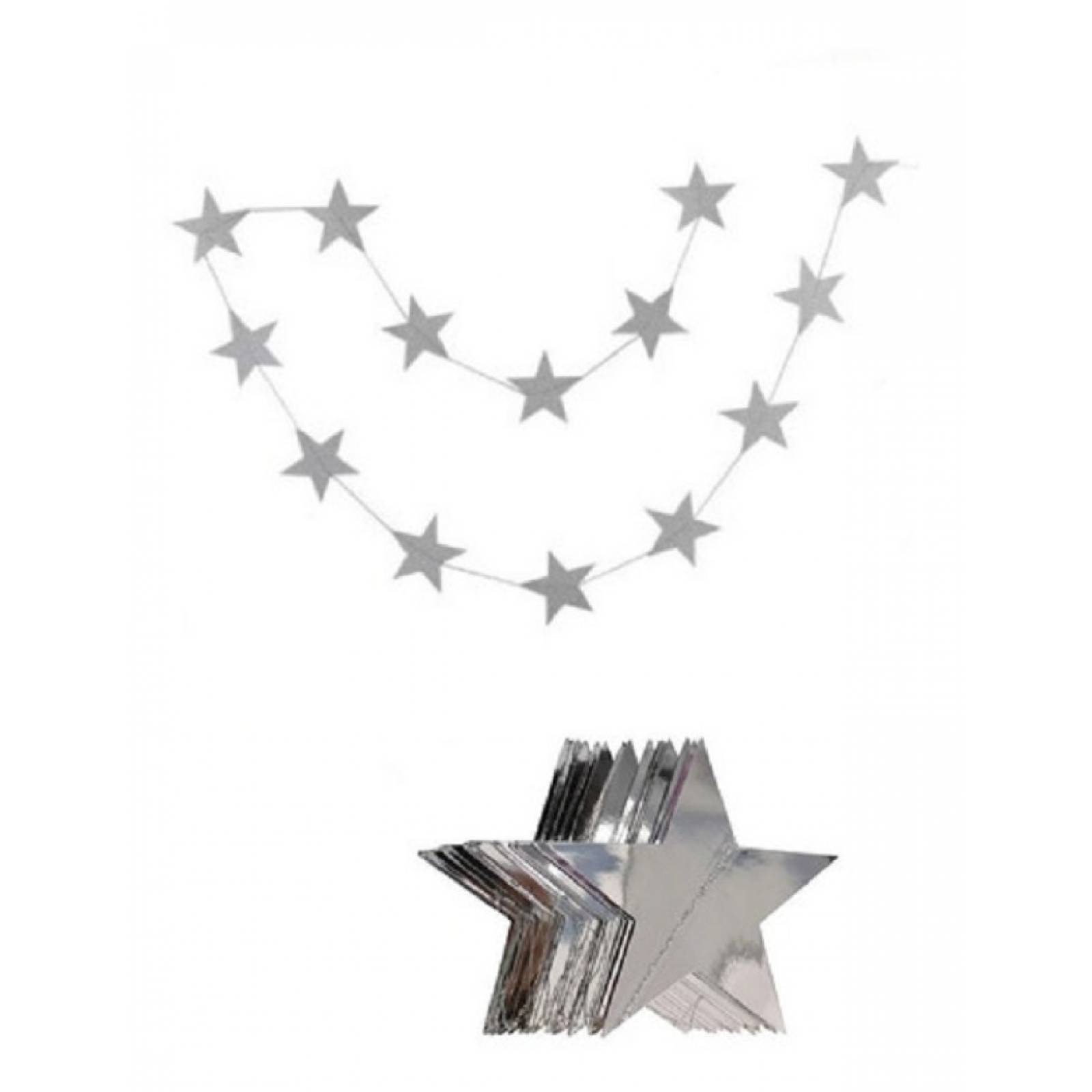 Guia de Banderines Banner Estrellas Plateada de Fiestas Deco.