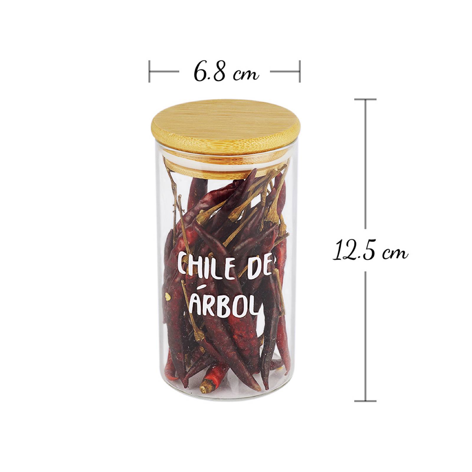 4 pz Frascos Especieros De Vidrio Con Tapa De Bamboo 230 Ml