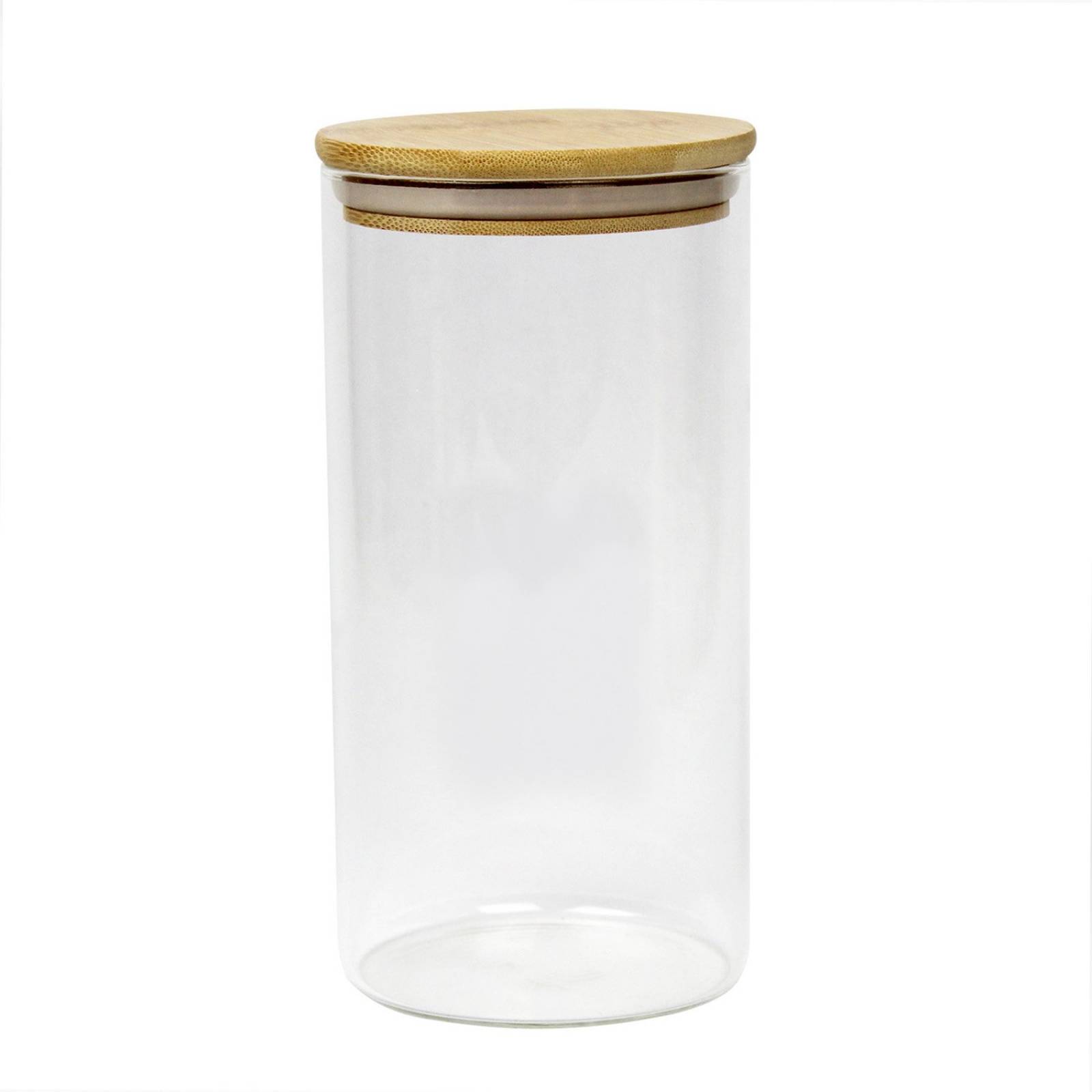 6 pz Frascos Especieros de Vidrio Con Tapa De Bamboo 1 Litro