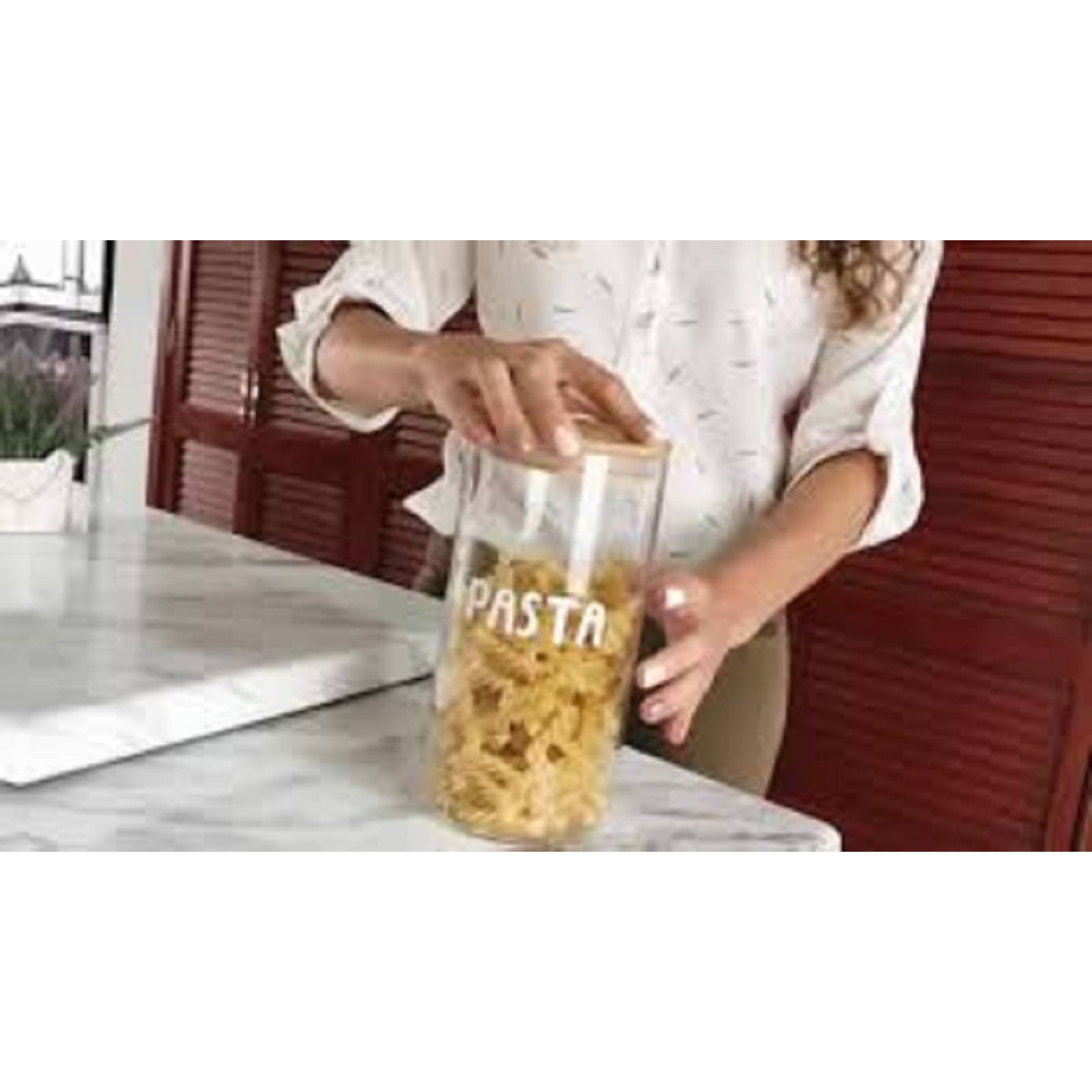 6 pz Frascos Especieros de Vidrio Con Tapa De Bamboo 1 Litro
