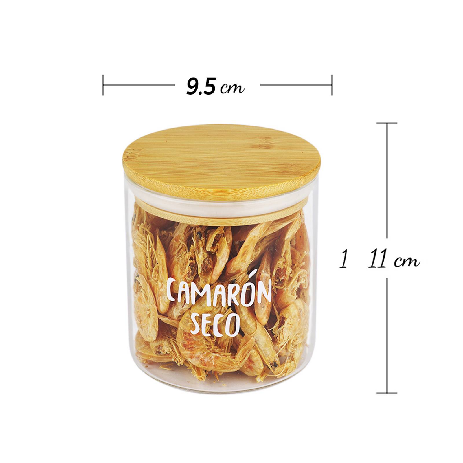 Set Kit Frascos Especieros de Vidrio Con Tapa de Bamboo Mix