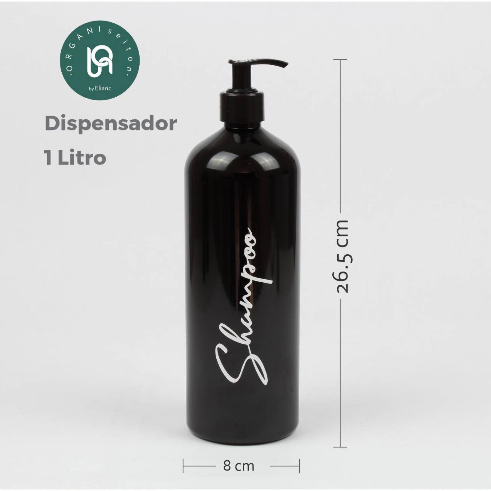 Kit Dosificador y Dispensador para Jabon, Shampoo, Acondicionador 1Lt Negro