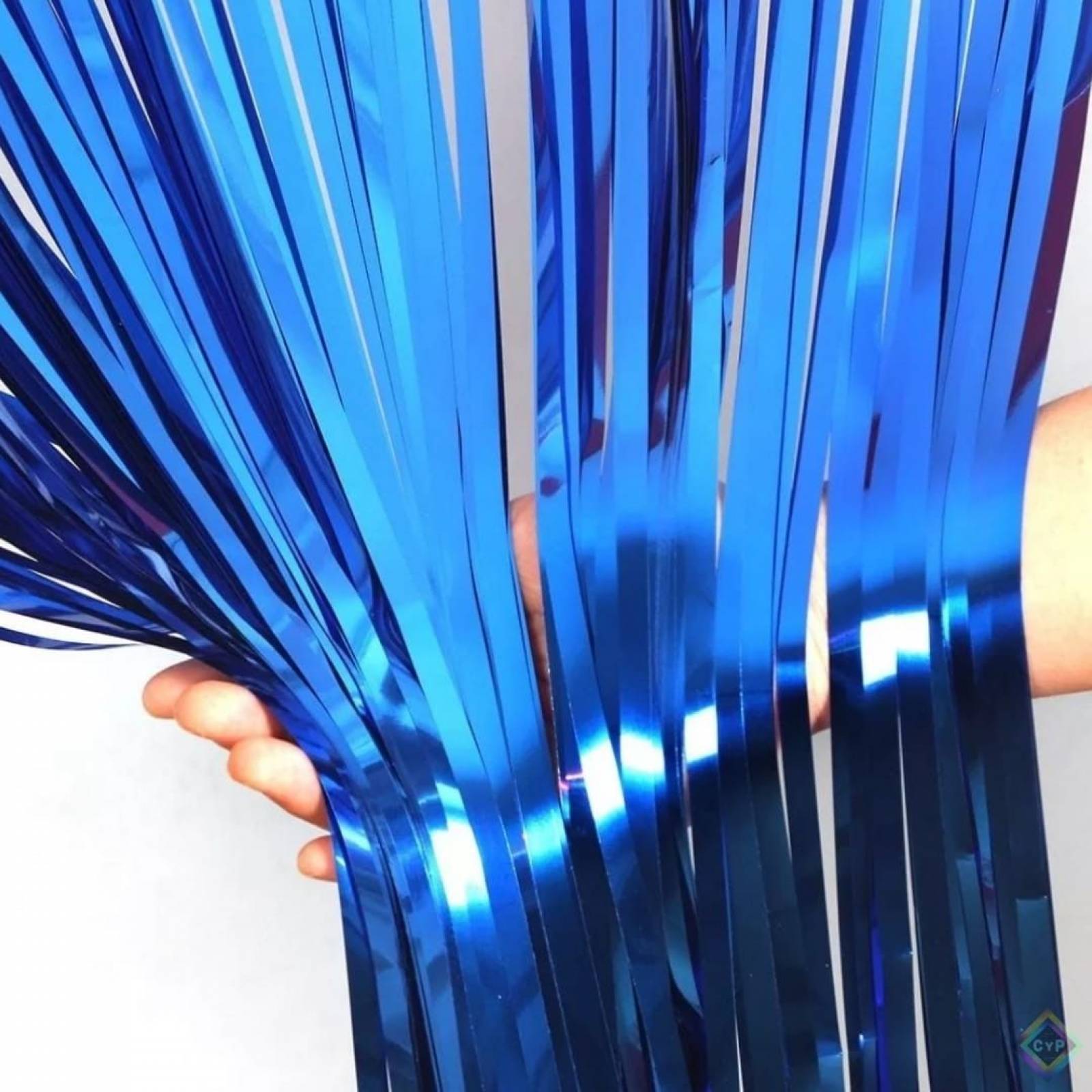 Cortina Lluvia Metálica Azul Para Fiestas, Decoración 2x1m