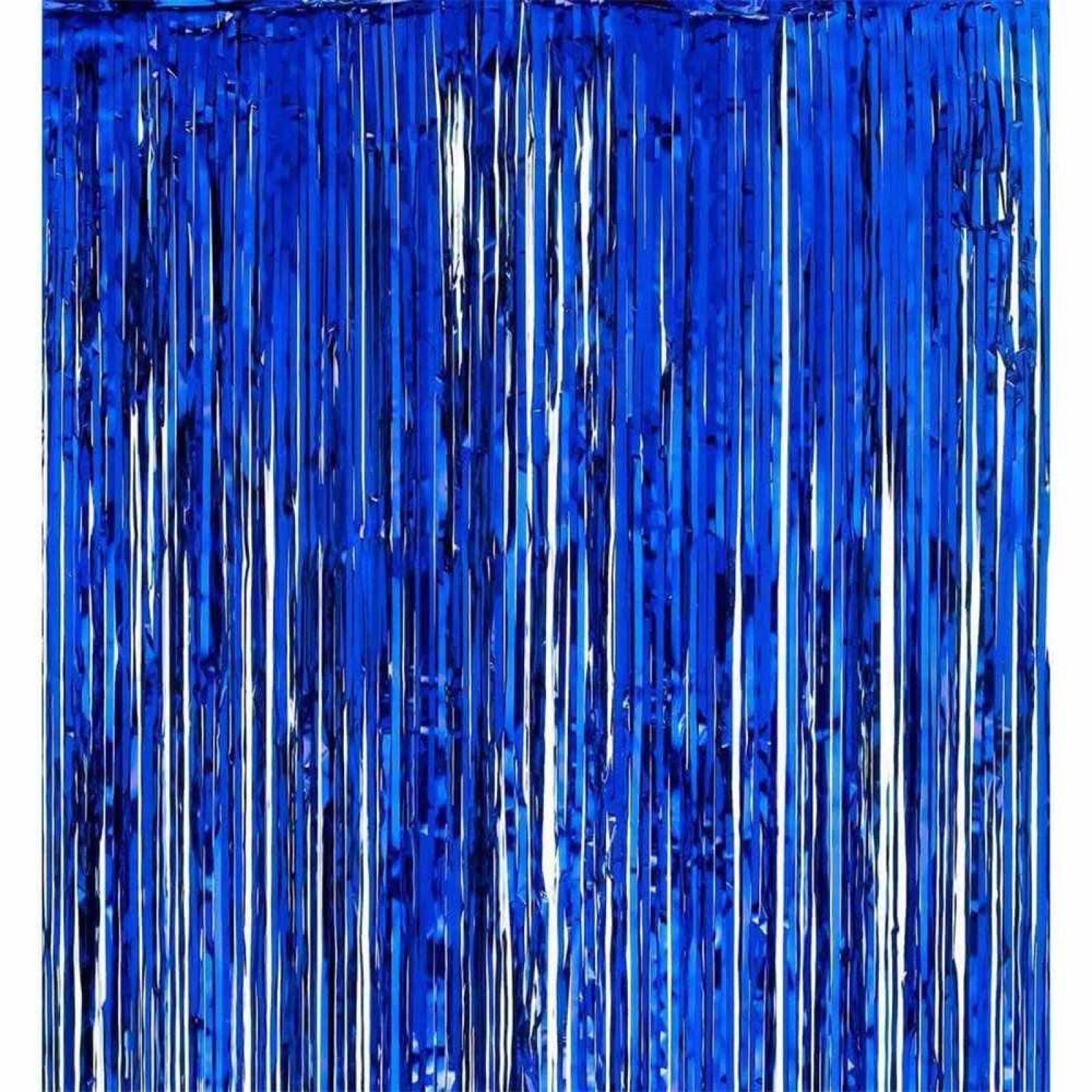 Cortina Lluvia Metálica Azul Para Fiestas, Decoración 2x1m