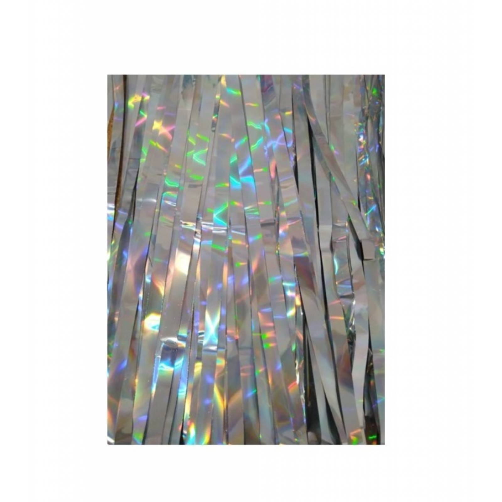 Cortina Lluvia Metálica Holografica Plateada Para Fiestas, Decoración 2x1m.