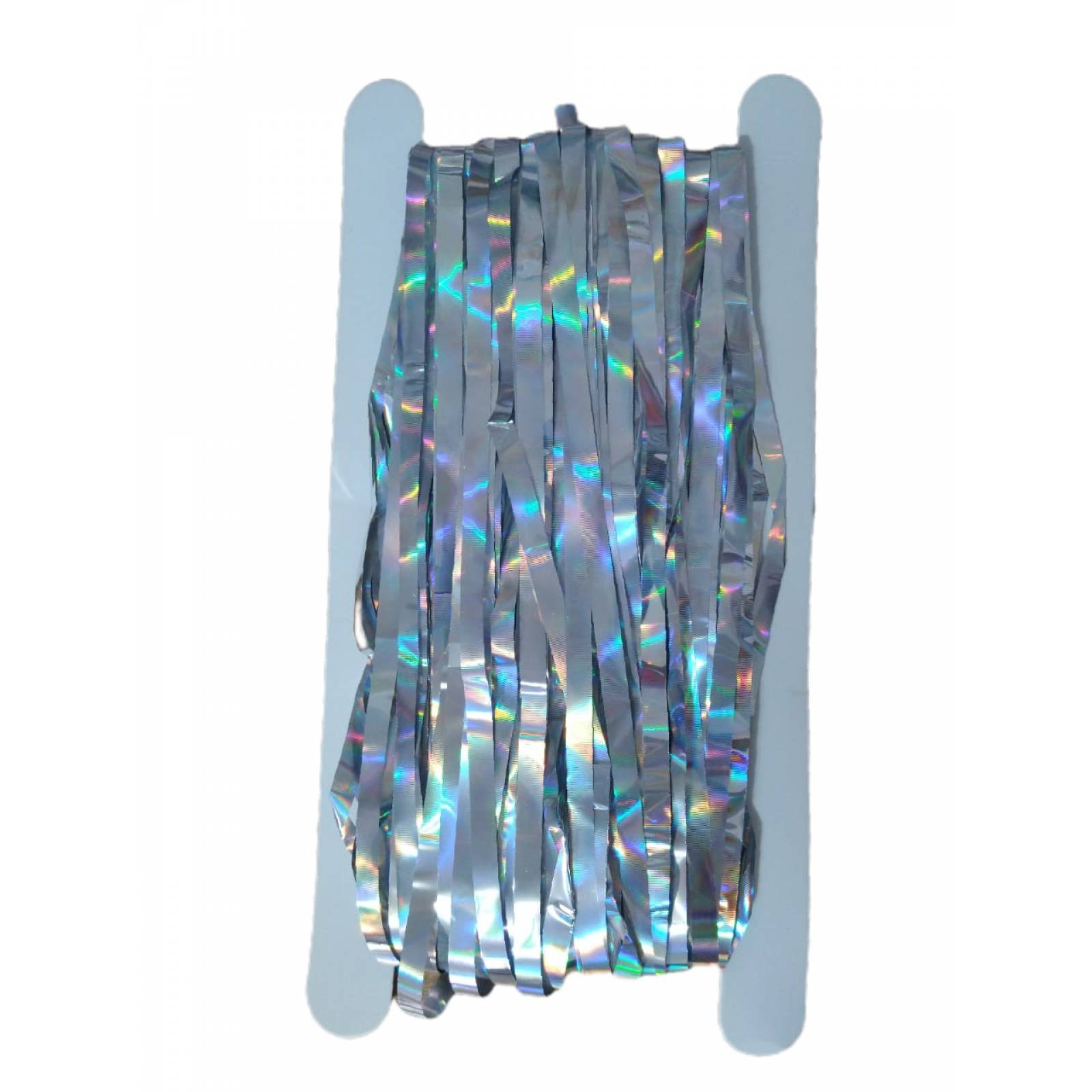 Cortina Lluvia Metálica Holografica Plateada Para Fiestas, Decoración 2x1m.